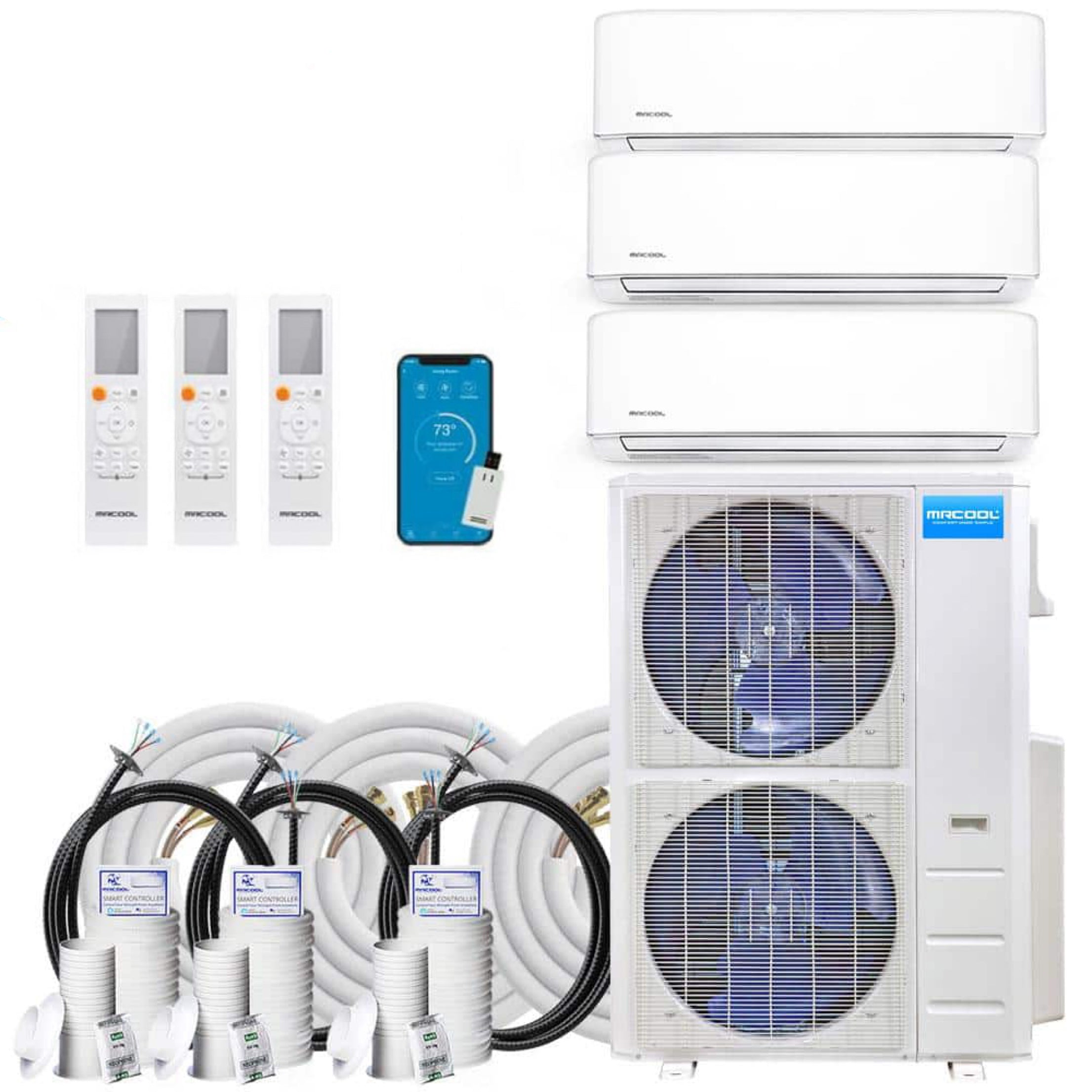 MRCOOL DIY 48,000 BTU Mini Split 3 Zone Ductless Air Conditioner & Heat Pump - 3 Rooms 2000 SQ. FT - 4th Gen - WALL MOUNTED - 12k+12k+24k