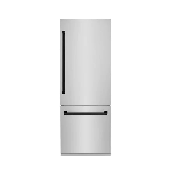 ZLINE 30" Autograph Edition 16.1 cu. ft. Built-in 2-Door Bottom Freezer Refrigerator with Internal Water and Ice Dispenser in Stainless Steel with Accents (RBIVZ-304-30)