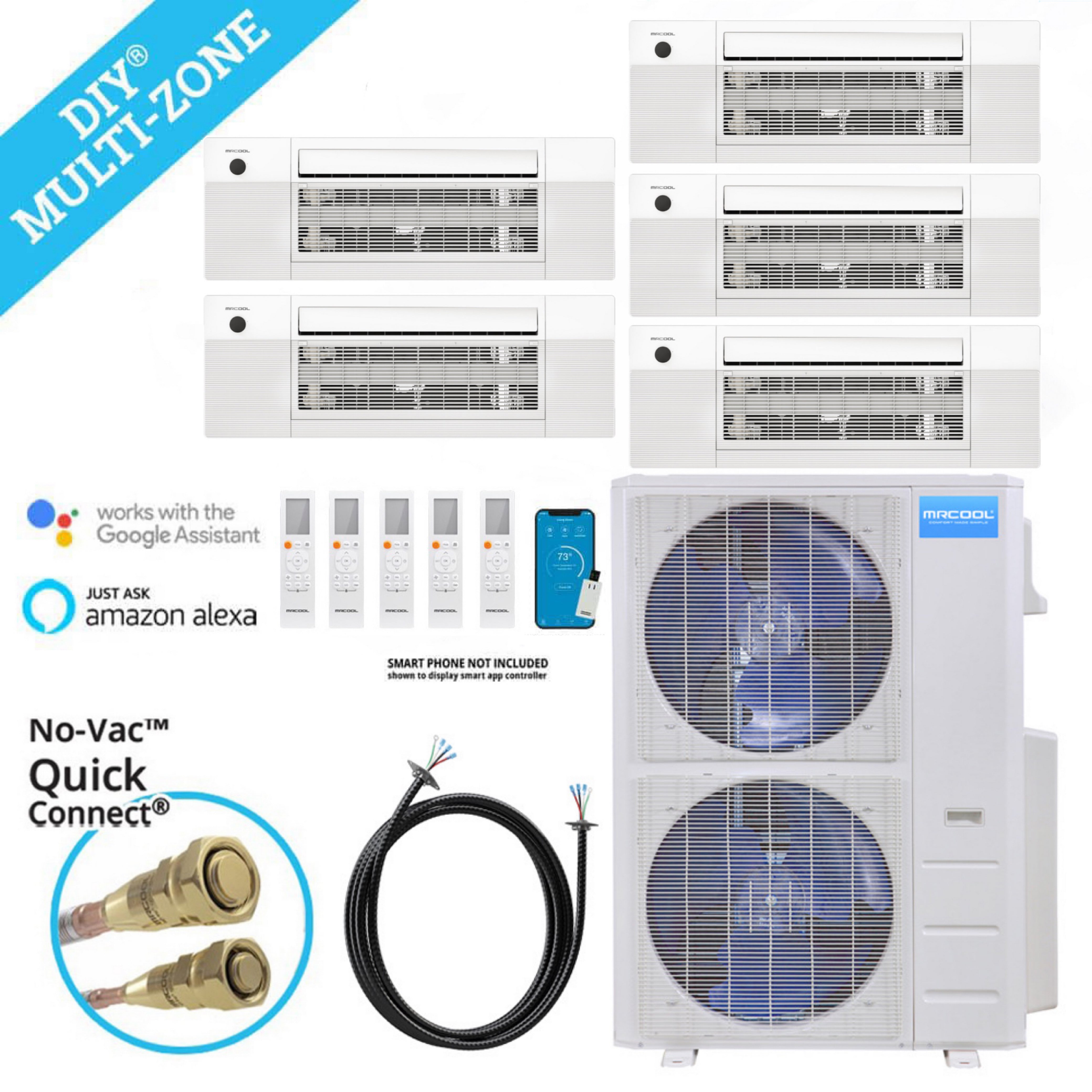 MRCOOL DIY 45,000 BTU Mini Split 5 Zone Ductless Air Conditioner & Heat Pump - 5 Rooms 1875 SQ. FT - 4th Gen - CEILING CASSETTE - 9k+9k+9k+9k+9k