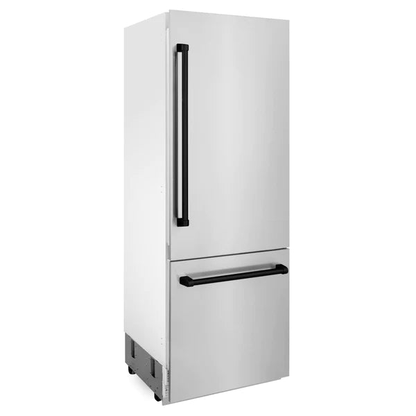 ZLINE 30" Autograph Edition 16.1 cu. ft. Built-in 2-Door Bottom Freezer Refrigerator with Internal Water and Ice Dispenser in Stainless Steel with Accents (RBIVZ-304-30)