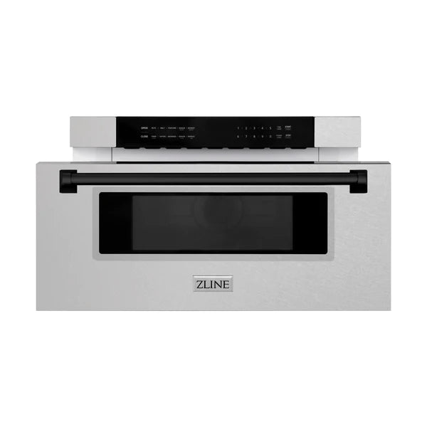 ZLINE Autograph Edition 30" 1.2 cu. ft. Built-In Microwave Drawer in DuraSnow Stainless Steel with Accents