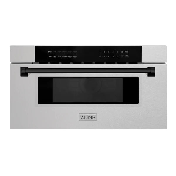 ZLINE Autograph Edition 30" 1.2 cu. ft. Built-In Microwave Drawer in DuraSnow Stainless Steel with Accents