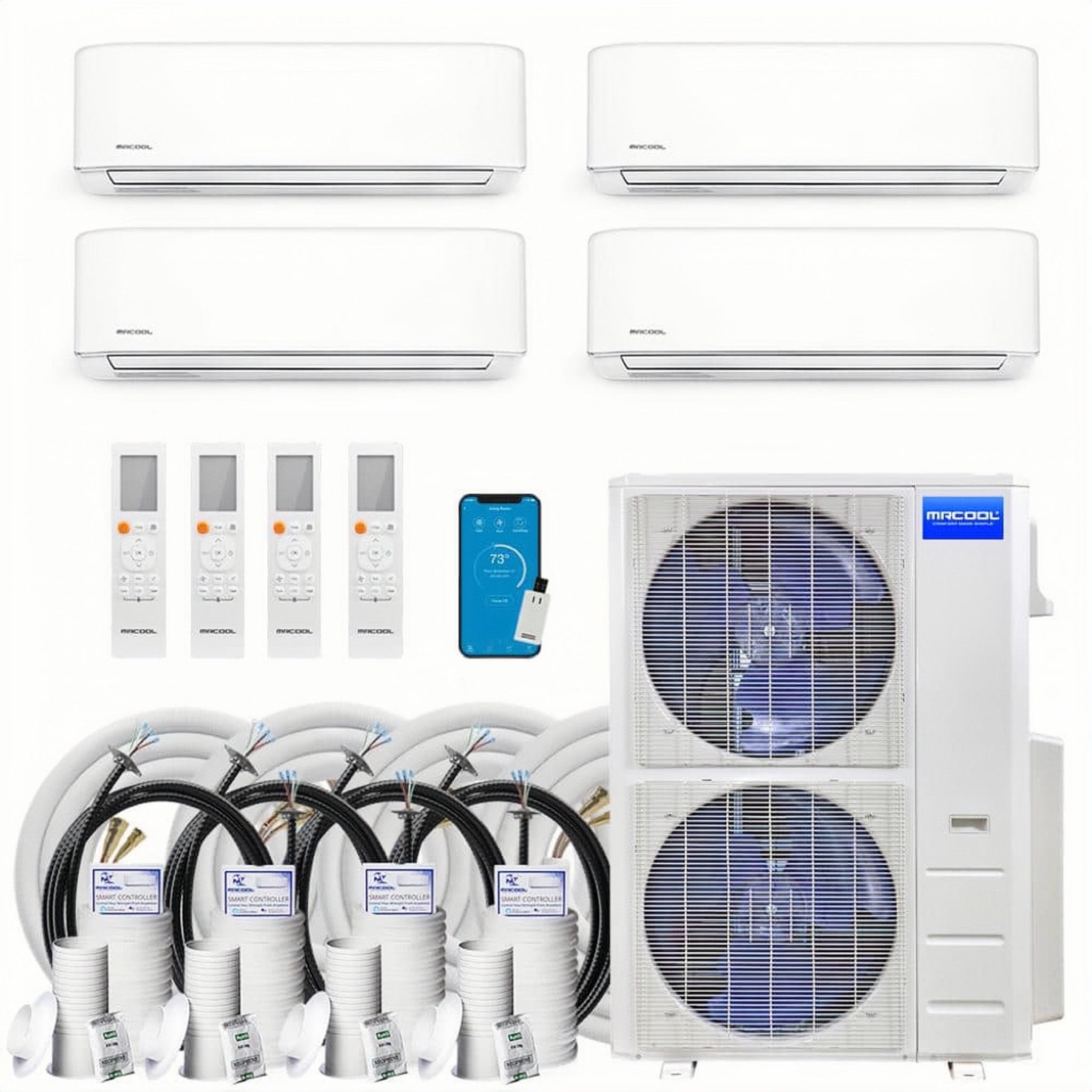 MRCOOL DIY 45,000 BTU Mini Split 4 Zone Ductless Air Conditioner & Heat Pump - 4 Rooms 1875 SQ. FT - 4th Gen - WALL MOUNTED - 9k+9k+9k+18k