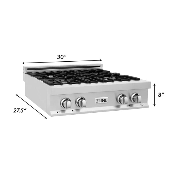 ZLINE 30" Porcelain Gas Stovetop with 4 Gas Burners (RT30)