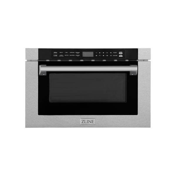 ZLINE 24" 1.2 cu. ft. Built-in Microwave Drawer with a Traditional Handle in Fingerprint Resistant Stainless Steel (MWD-1-SS-H)