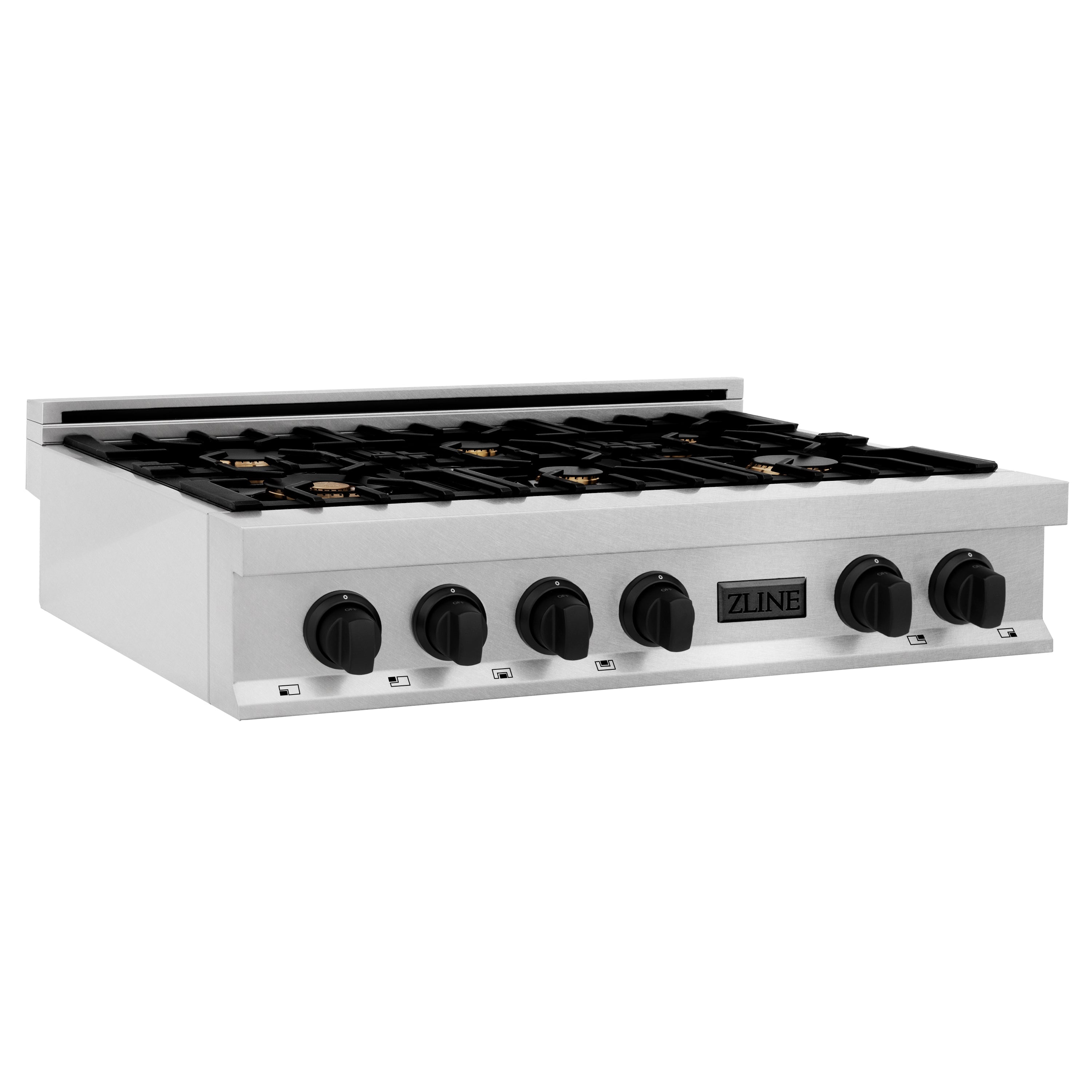 ZLINE Autograph Edition 36" Porcelain Rangetop with 6 Gas Burners in DuraSnow® Stainless Steel and Accents (RTSZ-36)