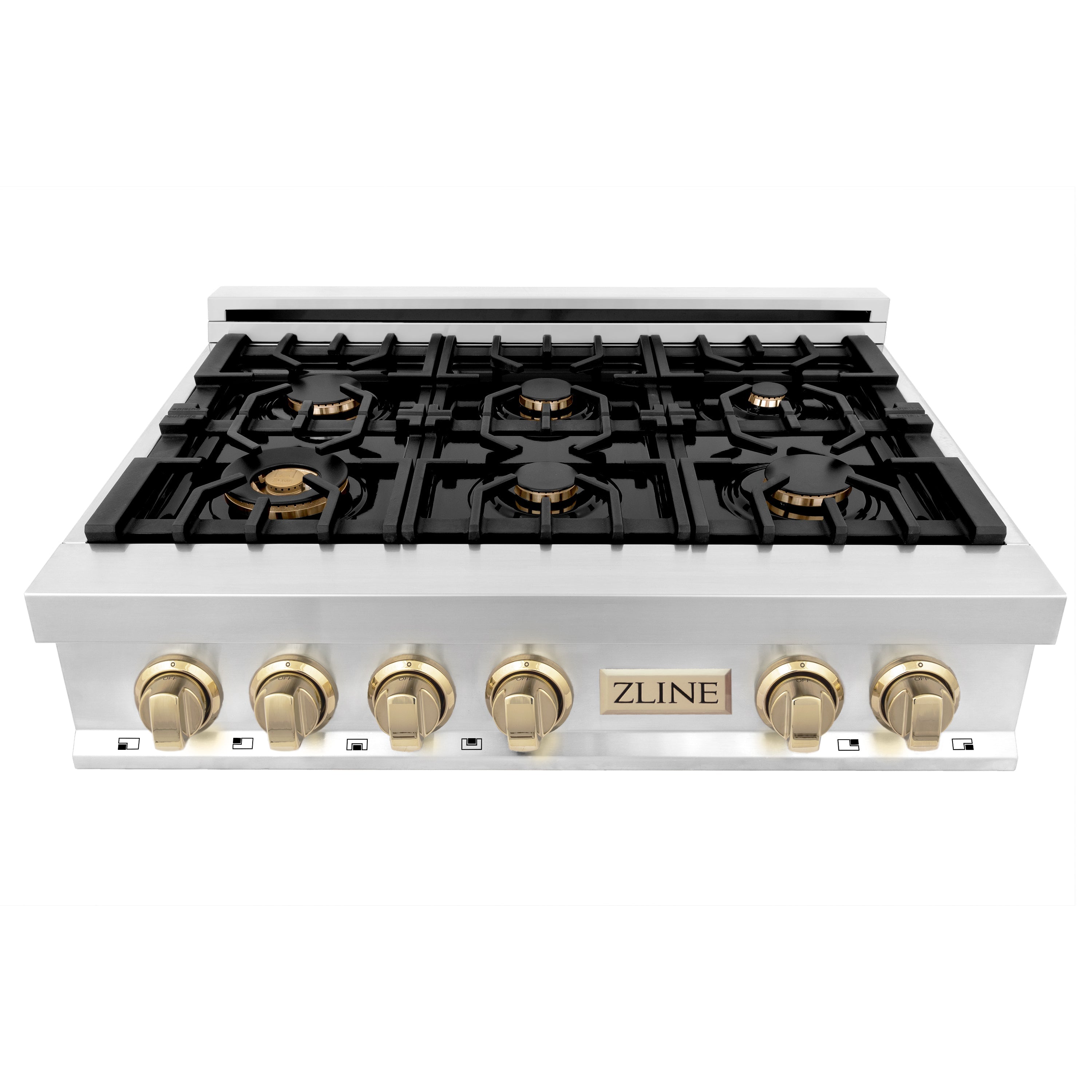 ZLINE Autograph Edition 36" Porcelain Rangetop with 6 Gas Burners in Stainless Steel and Accents (RTZ-36)