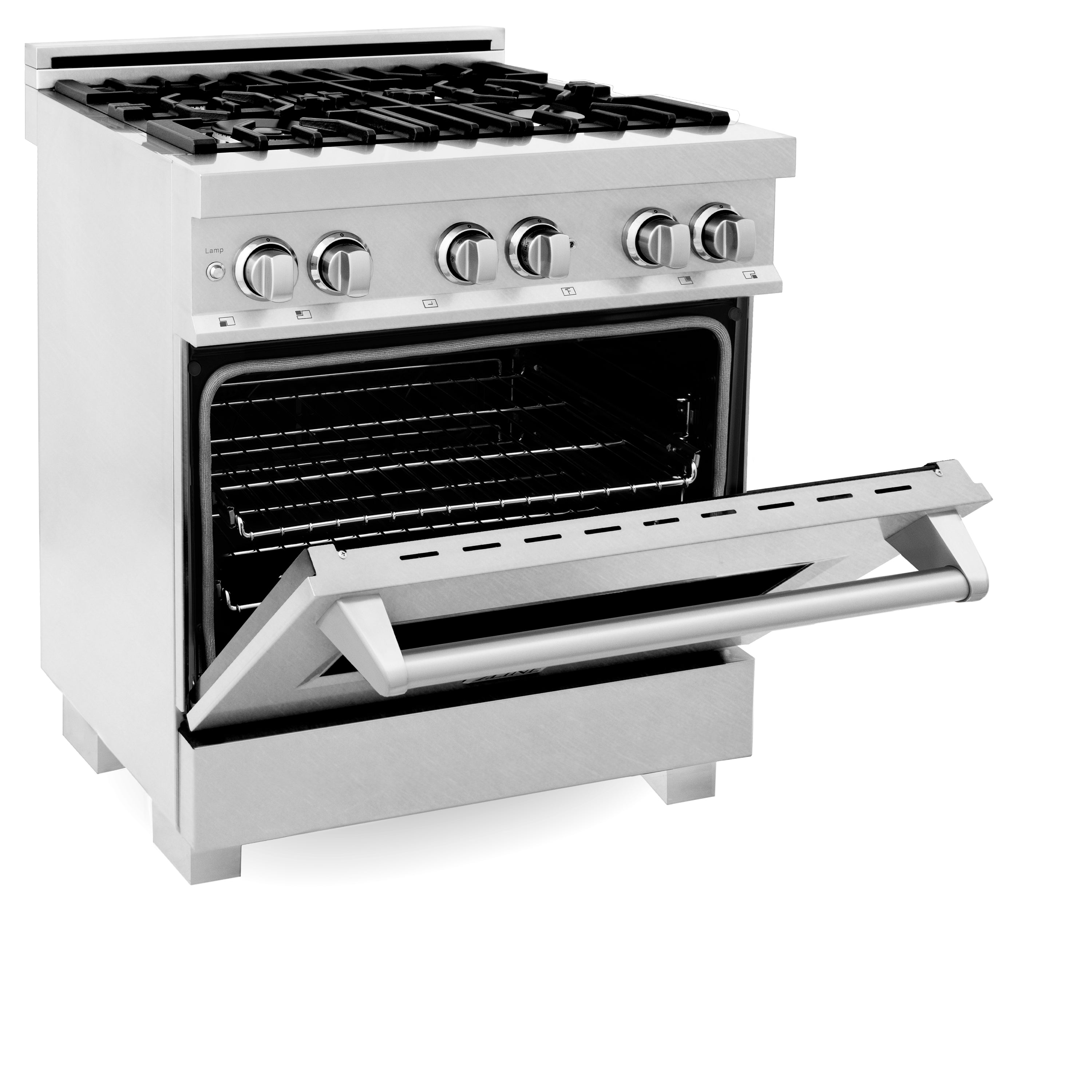 ZLINE 30" 4.0 cu. ft. Dual Fuel Range with Gas Stove and Electric Oven in DuraSnow® Stainless Steel with Color Door Options (RAS-SN-30)