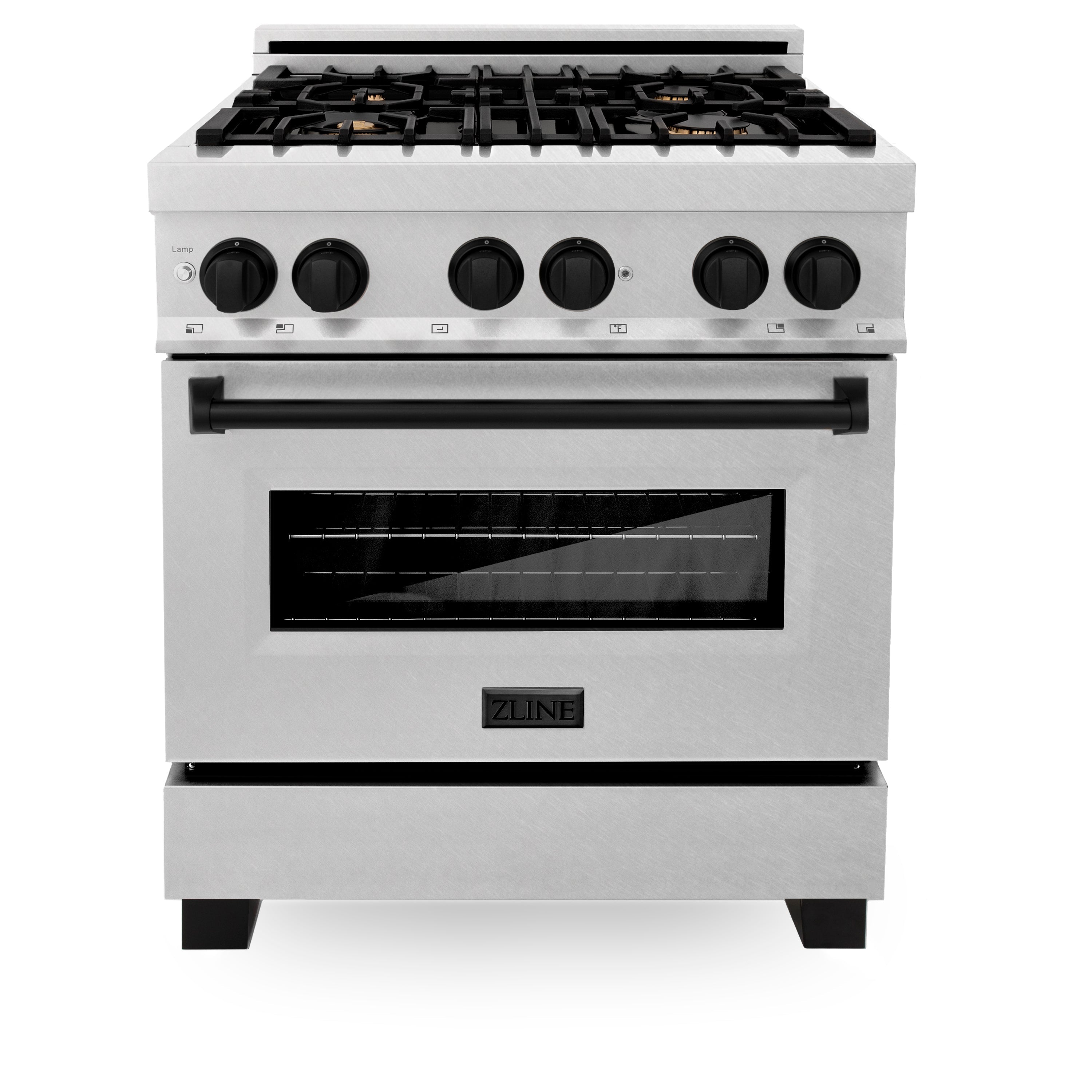 ZLINE Autograph Edition 30" 4.0 cu. ft. Dual Fuel Range with Gas Stove and Electric Oven in DuraSnow® Stainless Steel with Accents (RASZ-SN-30)