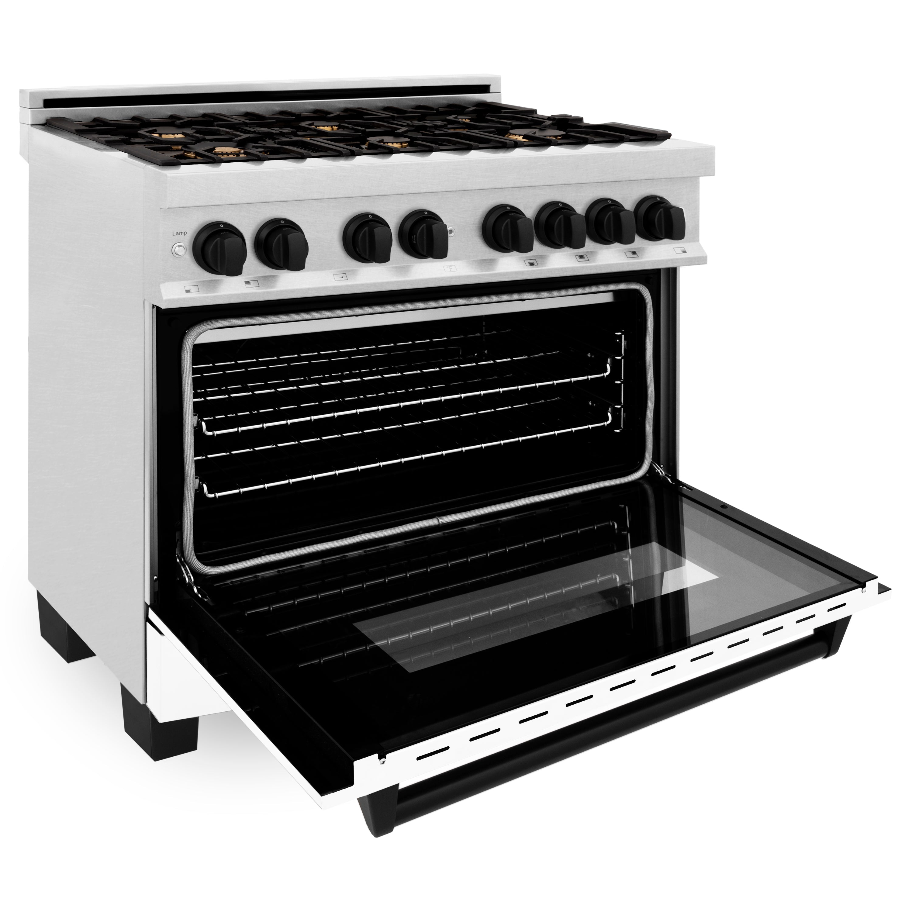 ZLINE Autograph Edition 36" 4.6 cu. ft. Dual Fuel Range with Gas Stove and Electric Oven in DuraSnow® Stainless Steel with White Matte Door and Accents (RASZ-WM-36)