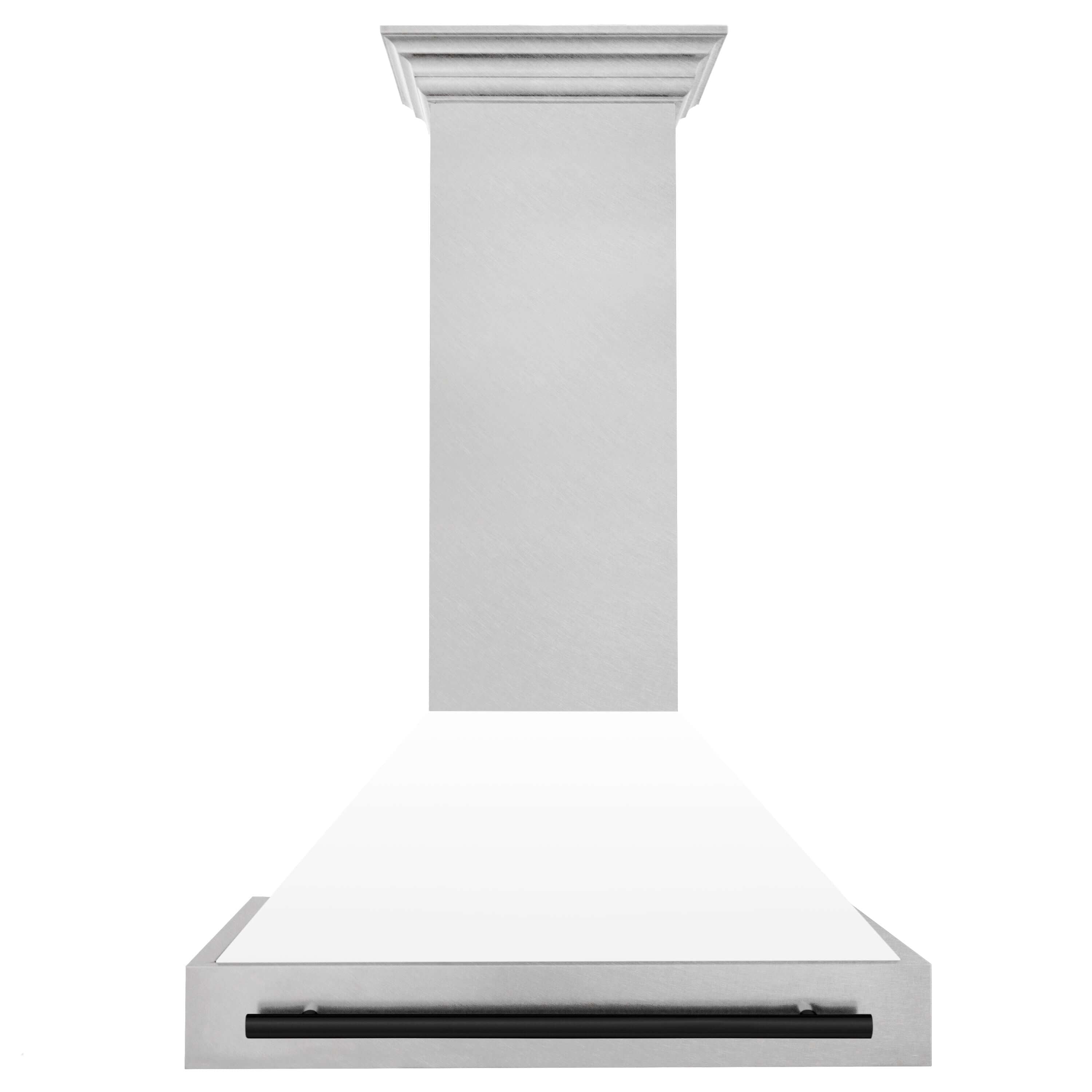 36 in. ZLINE Autograph Edition DuraSnow Stainless Steel Range Hood with White Matte Shell and Accented Handle (8654SNZ-WM36)