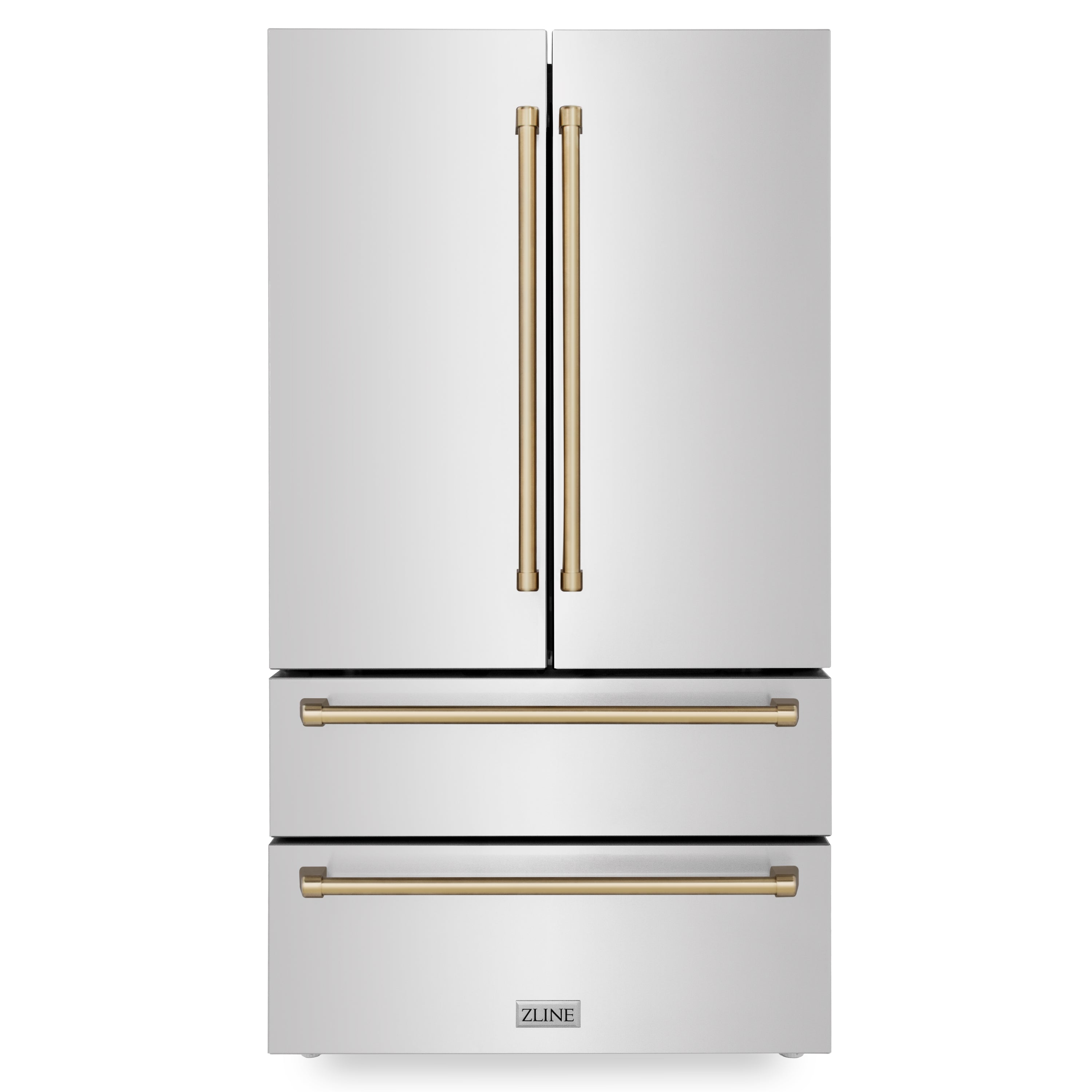 ZLINE 36" Autograph Edition 22.5 cu. ft Freestanding French Door Refrigerator with Ice Maker in Fingerprint Resistant Stainless Steel with Accents (RFMZ-36)