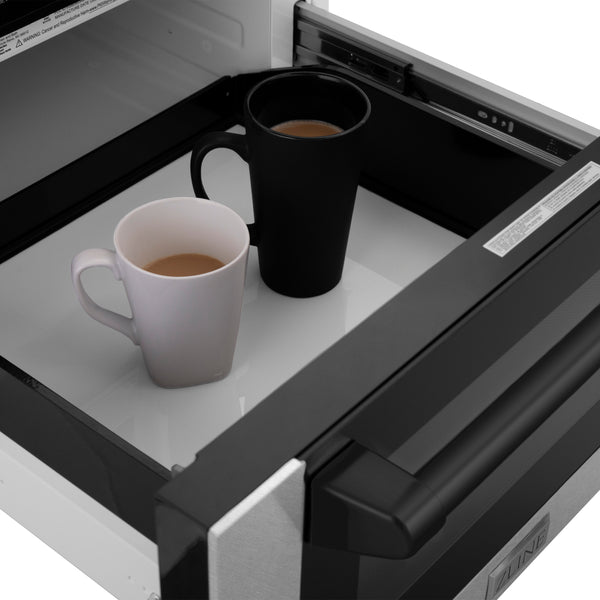 Autograph Edition Microwave Drawer with Traditional Handle in DuraSnow and Matte Black(MWDZ-1-SS-H-MB)