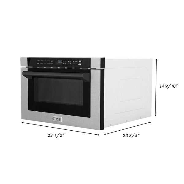 Autograph Edition Microwave Drawer with Traditional Handle in DuraSnow and Matte Black(MWDZ-1-SS-H-MB)