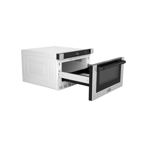 Autograph Edition Microwave Drawer with Traditional Handle in DuraSnow and Matte Black(MWDZ-1-SS-H-MB)