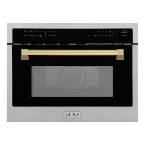 ZLINE Autograph Edition 24" 1.6 cu ft. Built-in Convection Microwave Oven in Stainless Steel and Champagne Bronze Accents (MWOZ-24-CB)