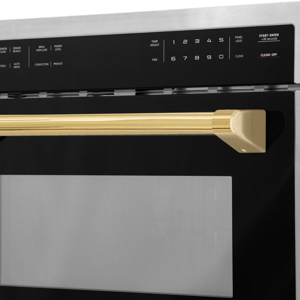 ZLINE Autograph Edition 24" 1.6 cu ft. Built-in Convection Microwave Oven in Stainless Steel and Gold Accents (MWOZ-24-G)