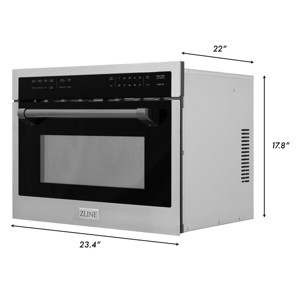 ZLINE Autograph Edition 24" 1.6 cu ft. Built-in Convection Microwave Oven in Stainless Steel and Matte Black Accents (MWOZ-24-MB)