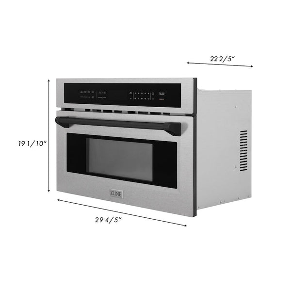 ZLINE Autograph Edition 30” 1.6 cu ft. Built-in Convection Microwave Oven in Fingerprint Resistant Stainless Steel and Matte Black Accents (MWOZ-30-SS-MB)