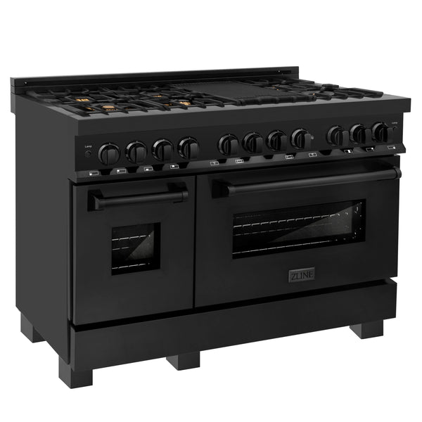 ZLINE 48" Black Stainless 6.0 cu.ft. 7 Gas Burner/Electric Oven Range (RAB-BR-48)