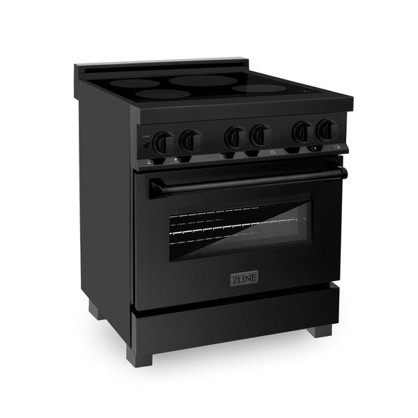 ZLINE Induction Range with a 4 Element Stove and Electric Oven in Black Stainless Steel (RAIND-BS)