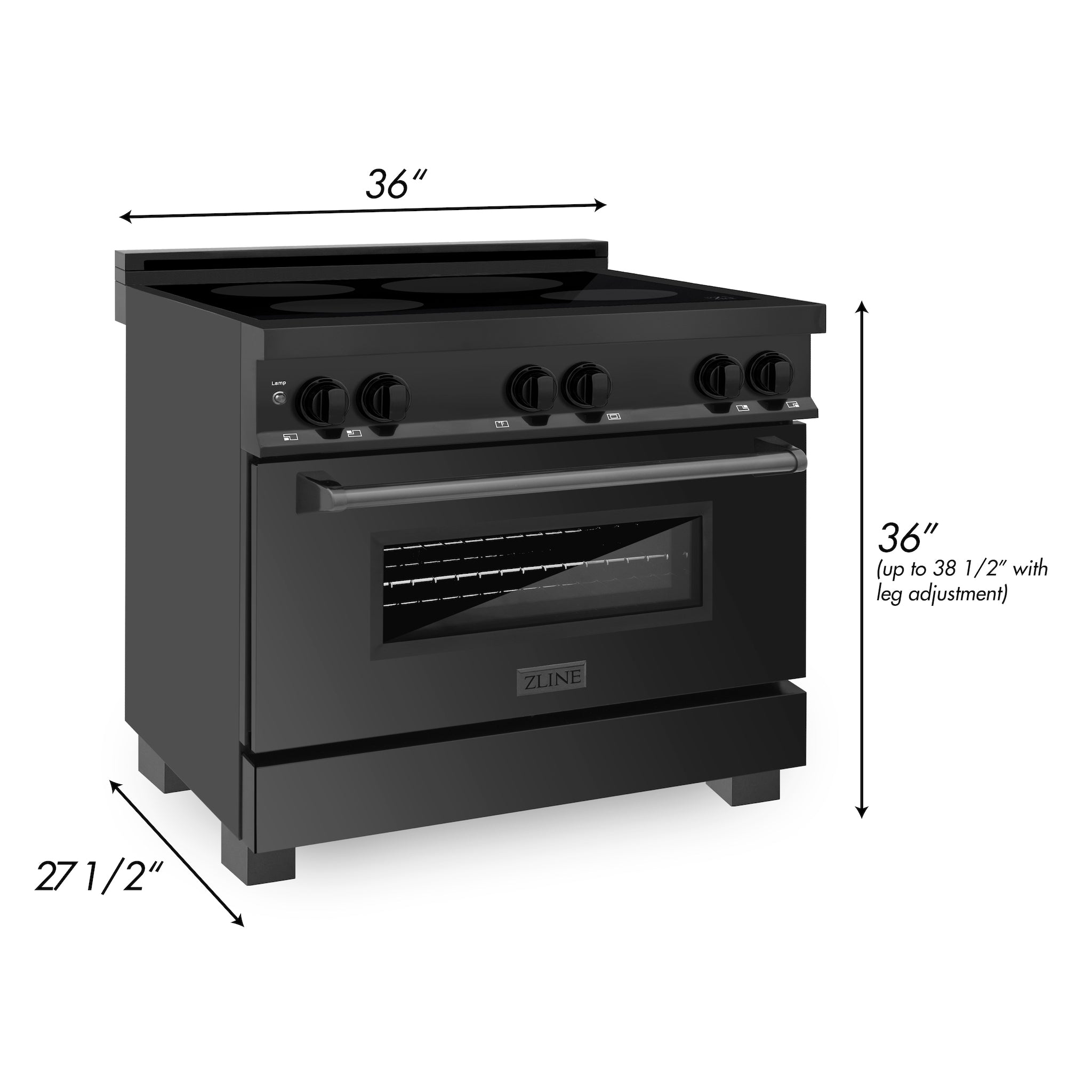 ZLINE Induction Range with a 4 Element Stove and Electric Oven in Black Stainless Steel (RAIND-BS)