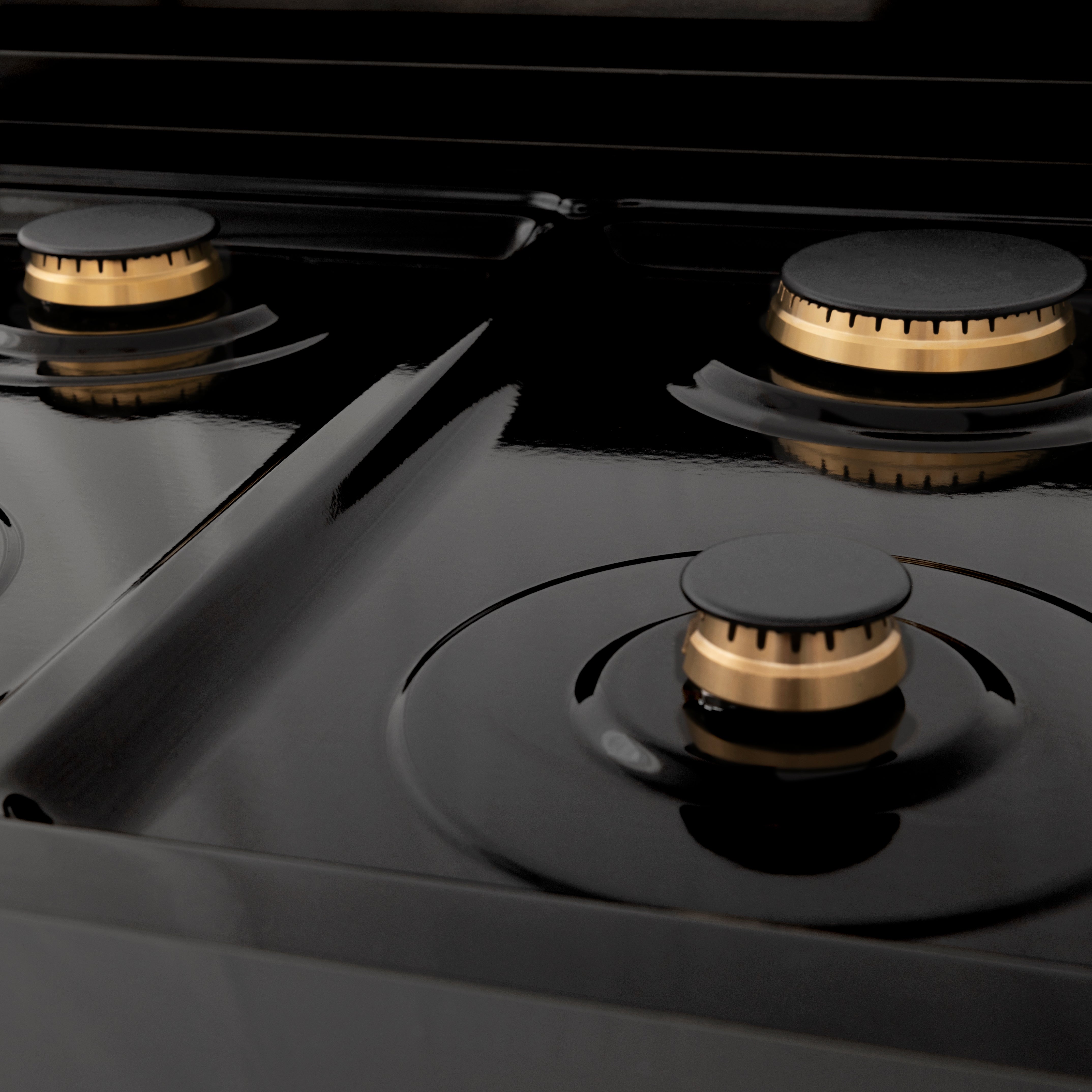 ZLINE Autograph Edition 36" Porcelain Rangetop with 6 Gas Burners in Black Stainless Steel and Accents (RTBZ-36)