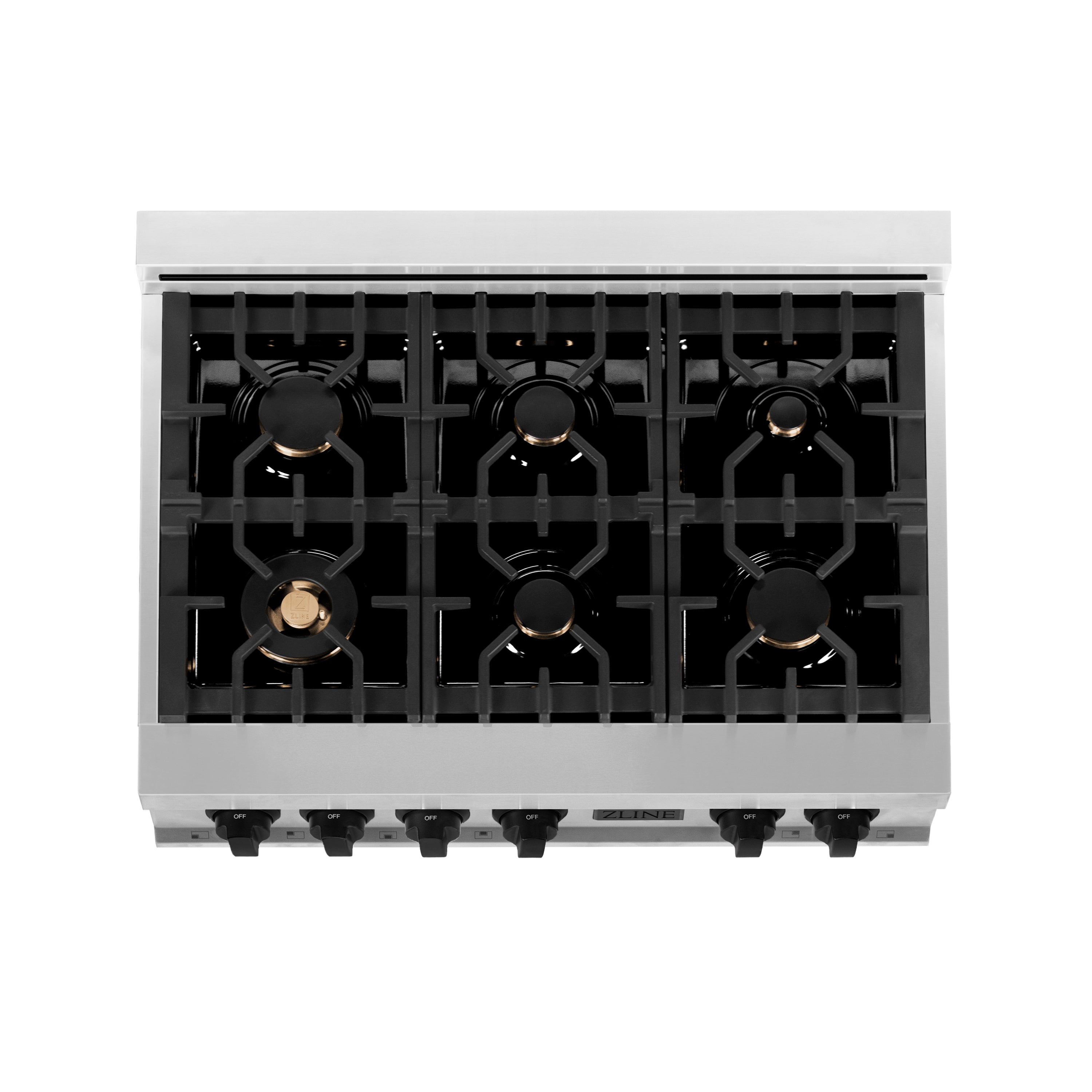 ZLINE Autograph Edition 36" Porcelain Rangetop with 6 Gas Burners in Stainless Steel and Accents (RTZ-36)