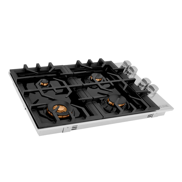 ZLINE 30" Dropin Gas Stovetop with 4 Gas Burners and Black Porcelain Top (RC30-PBT)