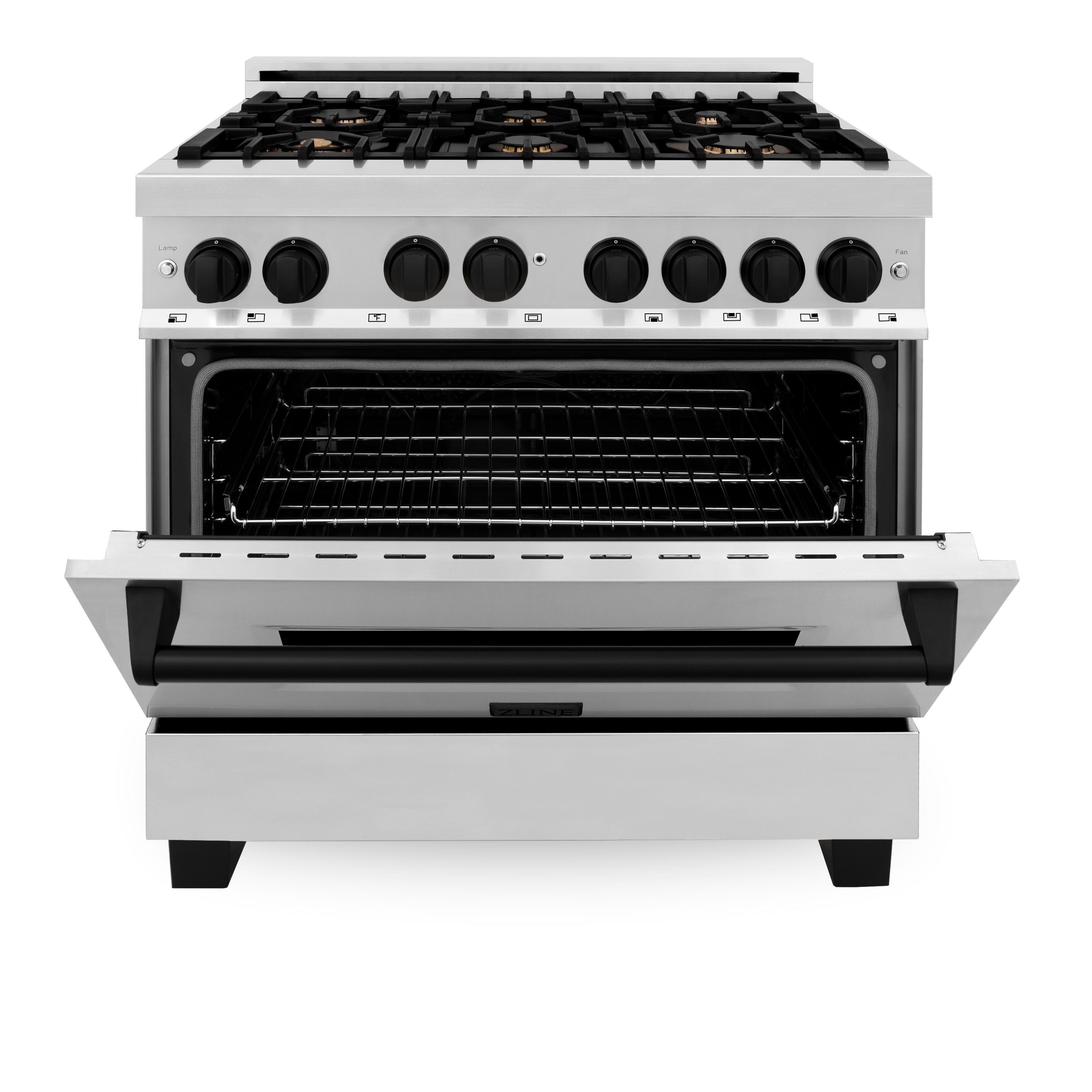 ZLINE Autograph Edition 36" 4.6 cu. ft. Dual Fuel Range with Gas Stove and Electric Oven in Stainless Steel with Accents (RAZ-36)