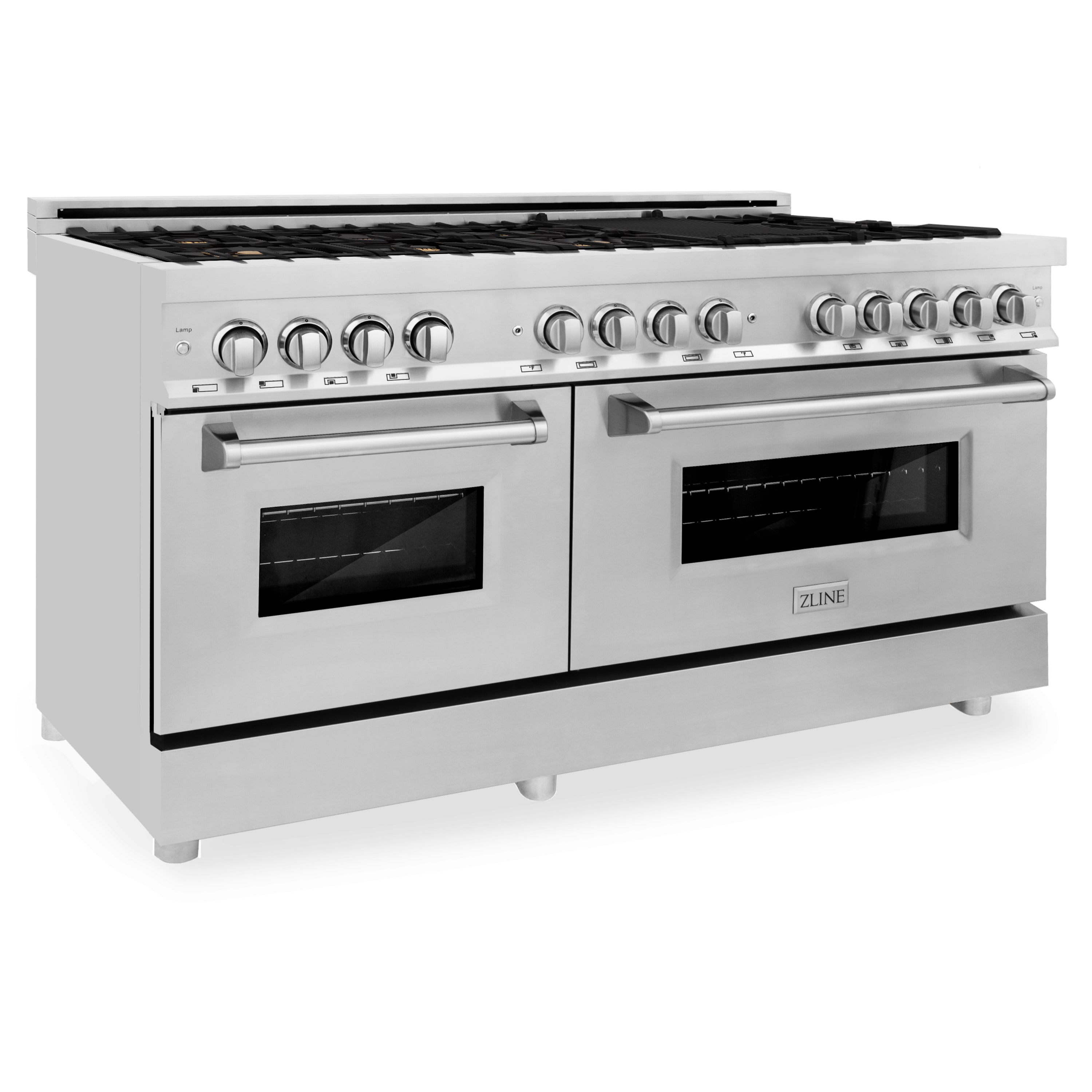 ZLINE 60" 7.4 cu. ft. Dual Fuel Range with Gas Stove and Electric Oven in Stainless Steel (RA60)