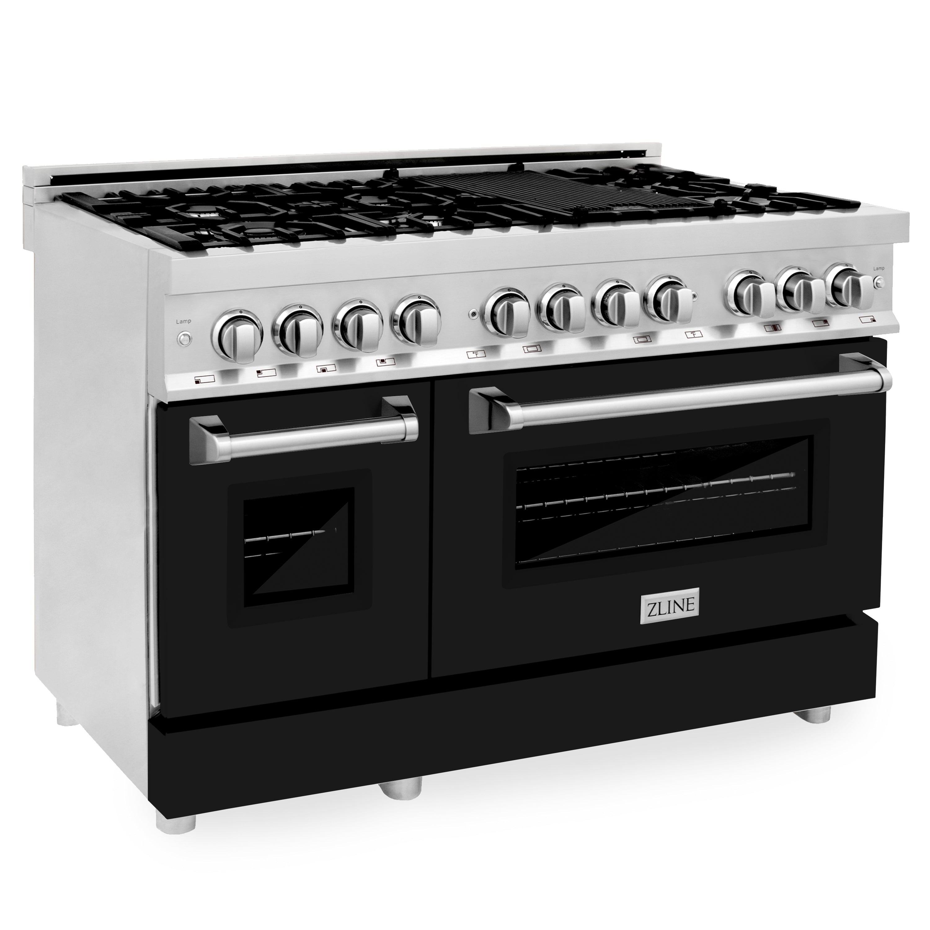 ZLINE 48" Professional Dual Fuel Range with Gas Stovetop & Electric Convection Oven in Stainless Steel & Color Door Options (RA48)