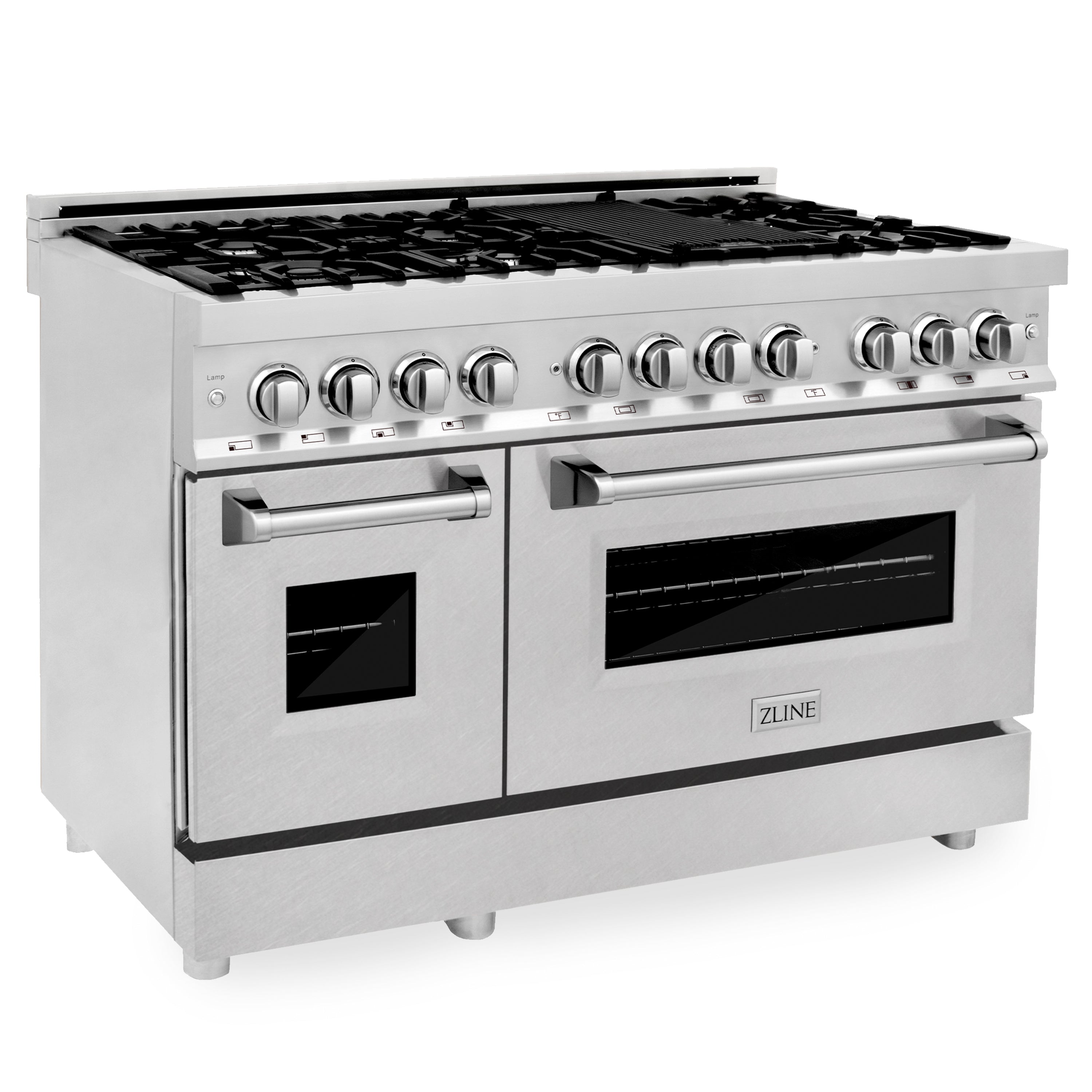 ZLINE 48" Professional Dual Fuel Range with Gas Stovetop & Electric Convection Oven in Stainless Steel & Color Door Options (RA48)