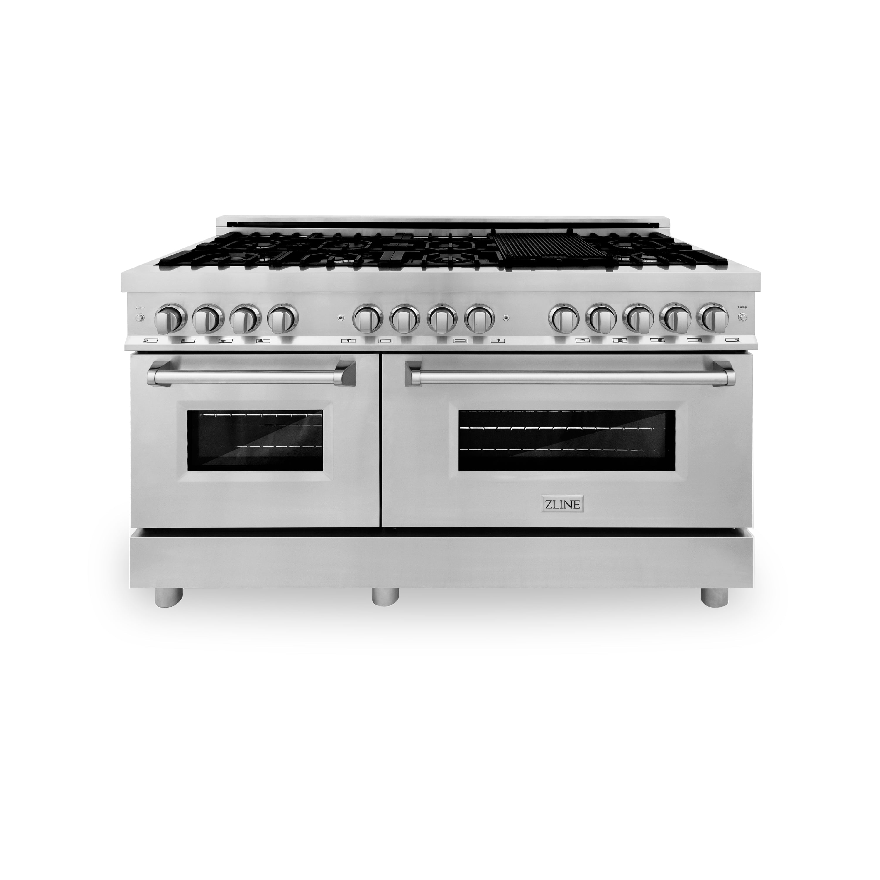 ZLINE 60" 7.4 cu. ft. Dual Fuel Range with Gas Stove and Electric Oven in Stainless Steel (RA60)