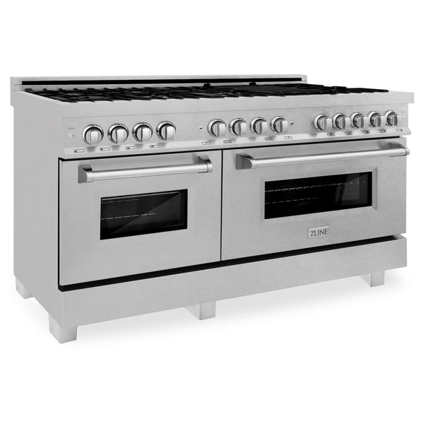 ZLINE 60" 7.4 cu. ft. Dual Fuel Range with Gas Stove and Electric Oven in DuraSnow® Stainless Steel (RAS-SN-60)