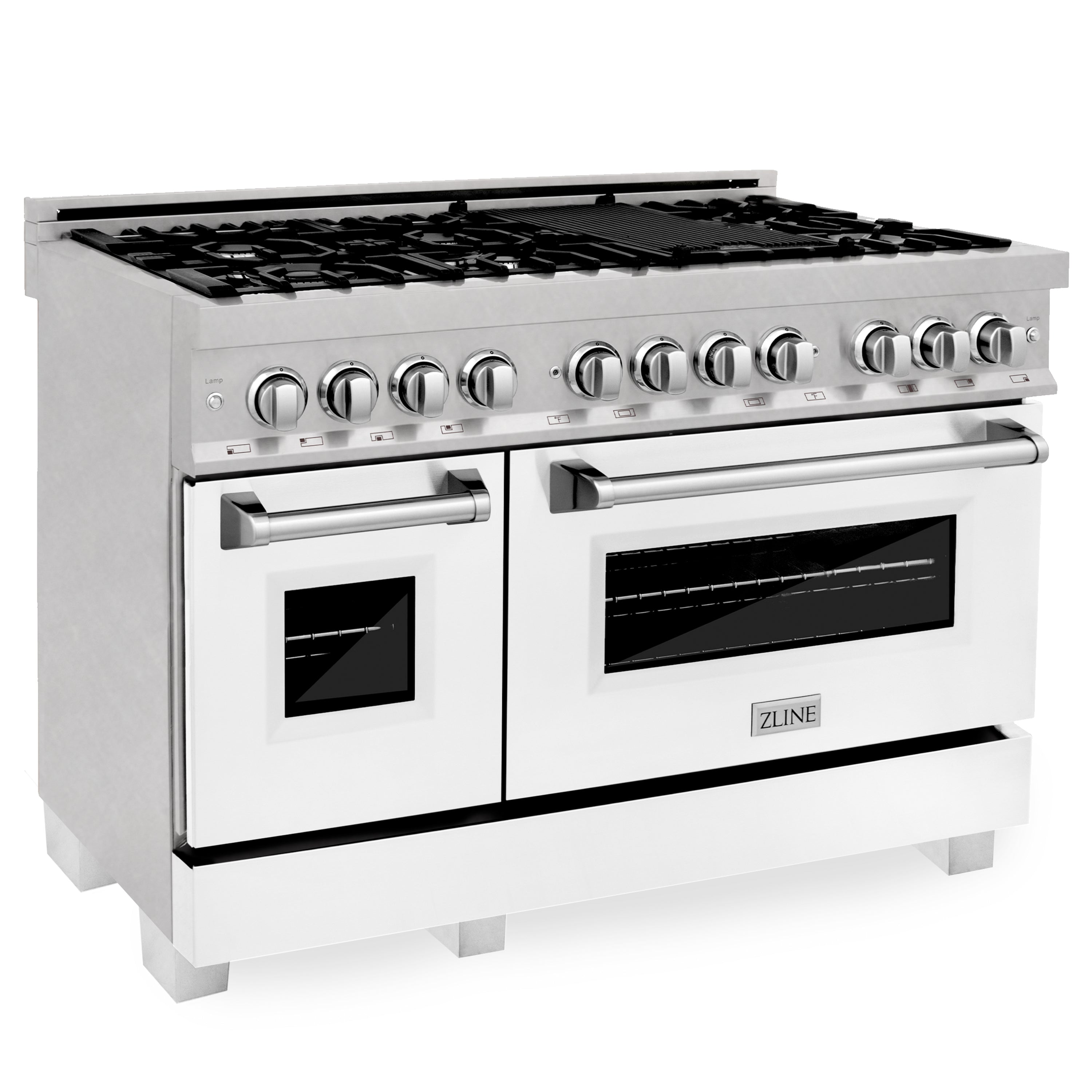 ZLINE 48" DuraSnow® Stainless Steel 6.0 cu.ft. 7 Gas Burner/Electric Oven Range with Color Door Options (RAS-SN-48)