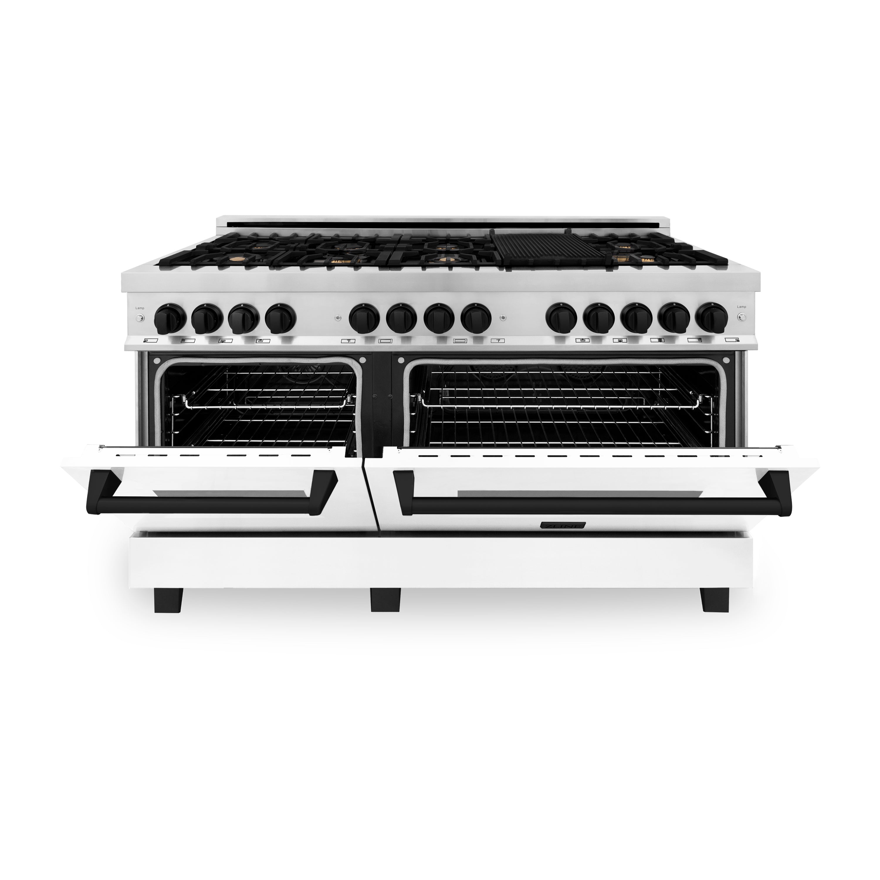 ZLINE Autograph Edition 60" 7.4 cu. ft. Dual Fuel Range with Gas Stove and Electric Oven in Stainless Steel with White Matte Door and Accents (RAZ-WM-60)