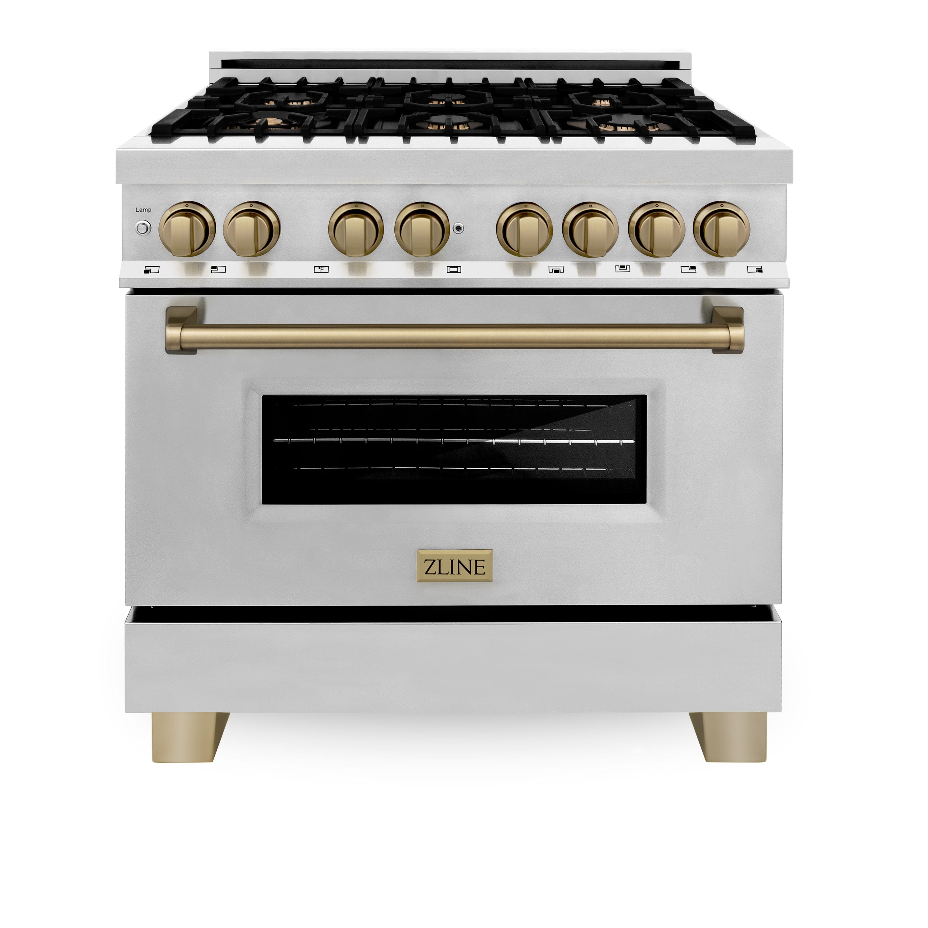 ZLINE Autograph Edition 36" 4.6 cu. ft. Dual Fuel Range with Gas Stove and Electric Oven in Stainless Steel with Accents (RAZ-36)