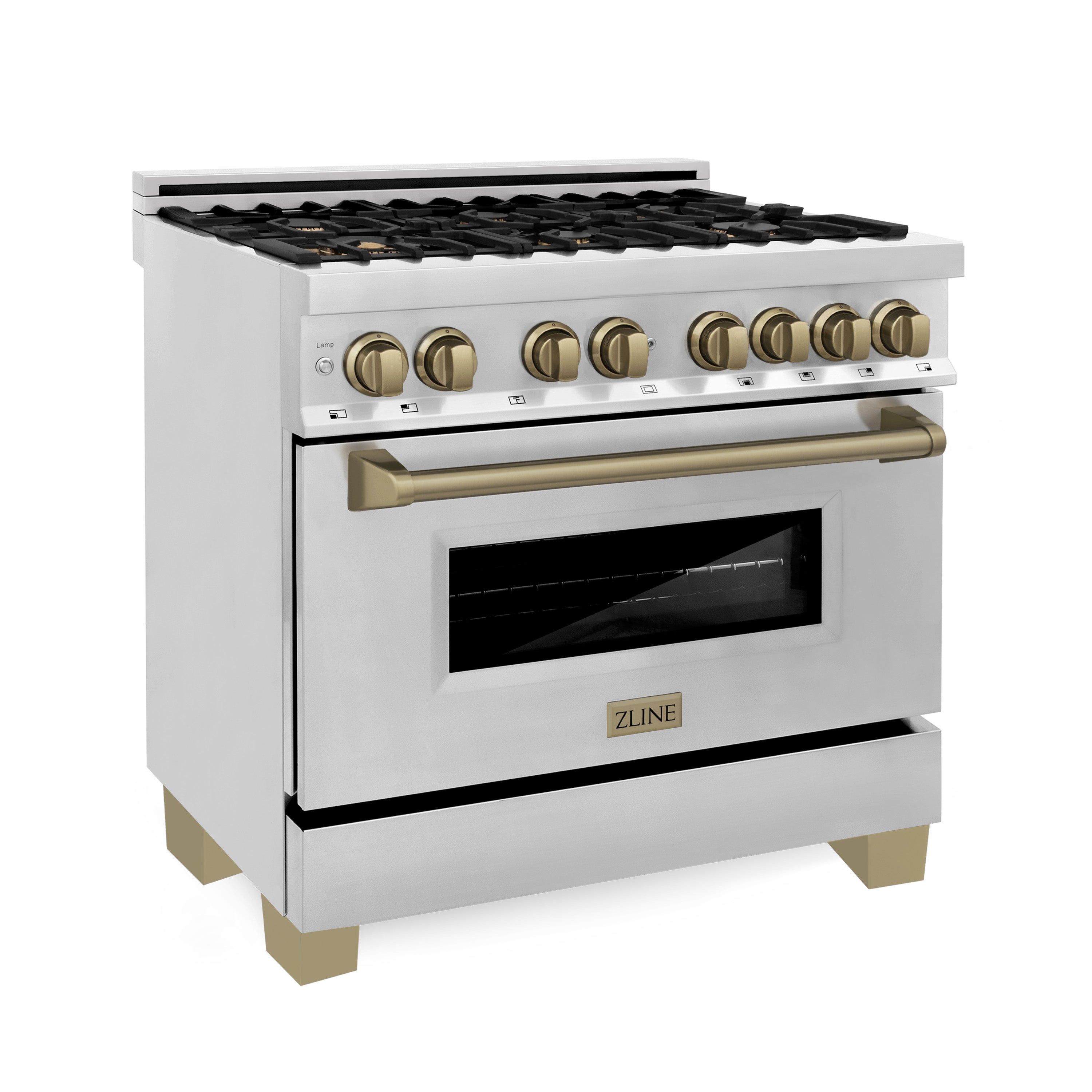 ZLINE Autograph Edition 36" 4.6 cu. ft. Dual Fuel Range with Gas Stove and Electric Oven in Stainless Steel with Accents (RAZ-36)