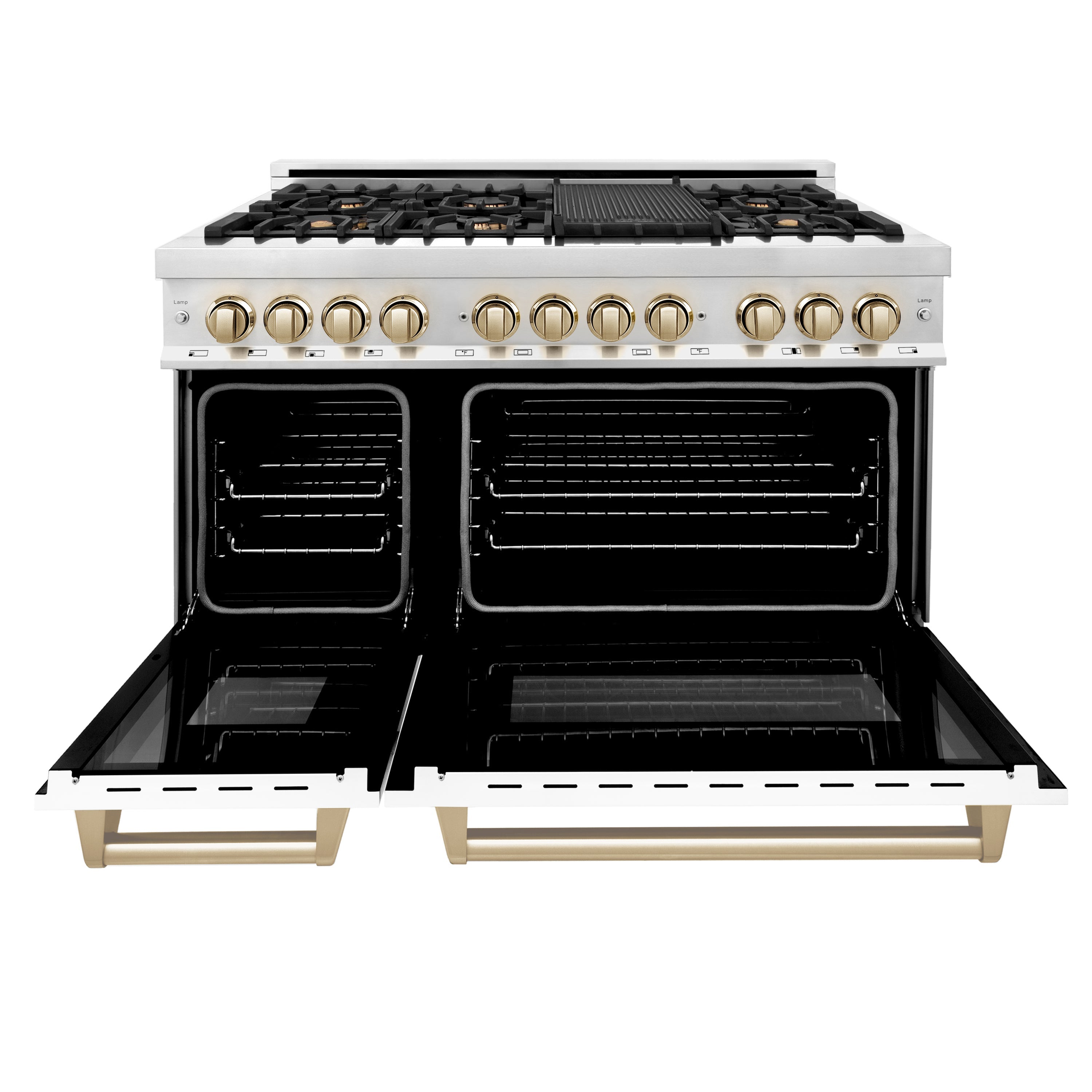 ZLINE Autograph Edition 48" 6.0 cu. ft. Dual Fuel Range with Gas Stove and Electric Oven in Stainless Steel with White Matte Door and Accents (RAZ-WM-48)