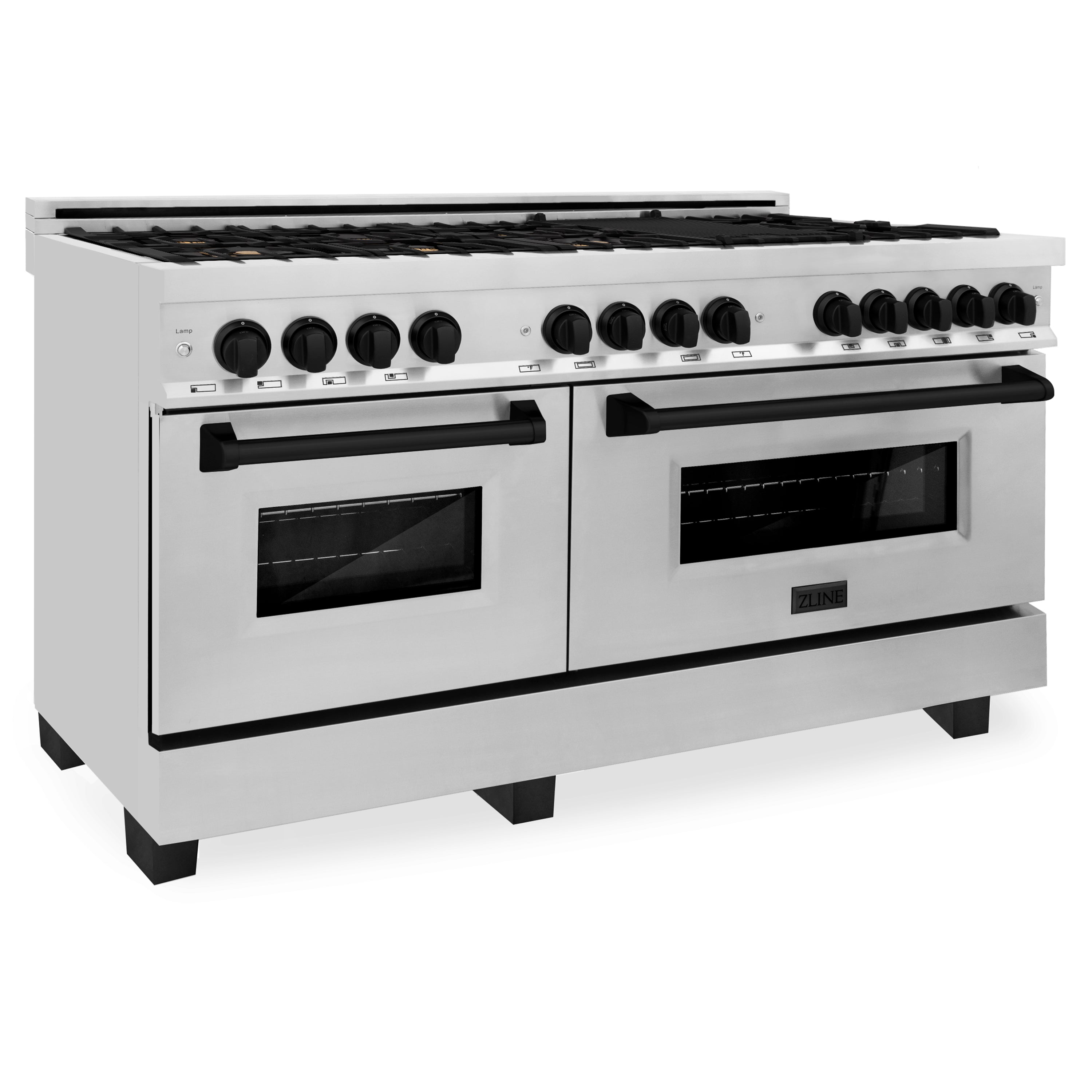 ZLINE Autograph Edition 60" 7.4 cu. ft. Dual Fuel Range with Gas Stove and Electric Oven in Stainless Steel with Accents (RAZ-60)