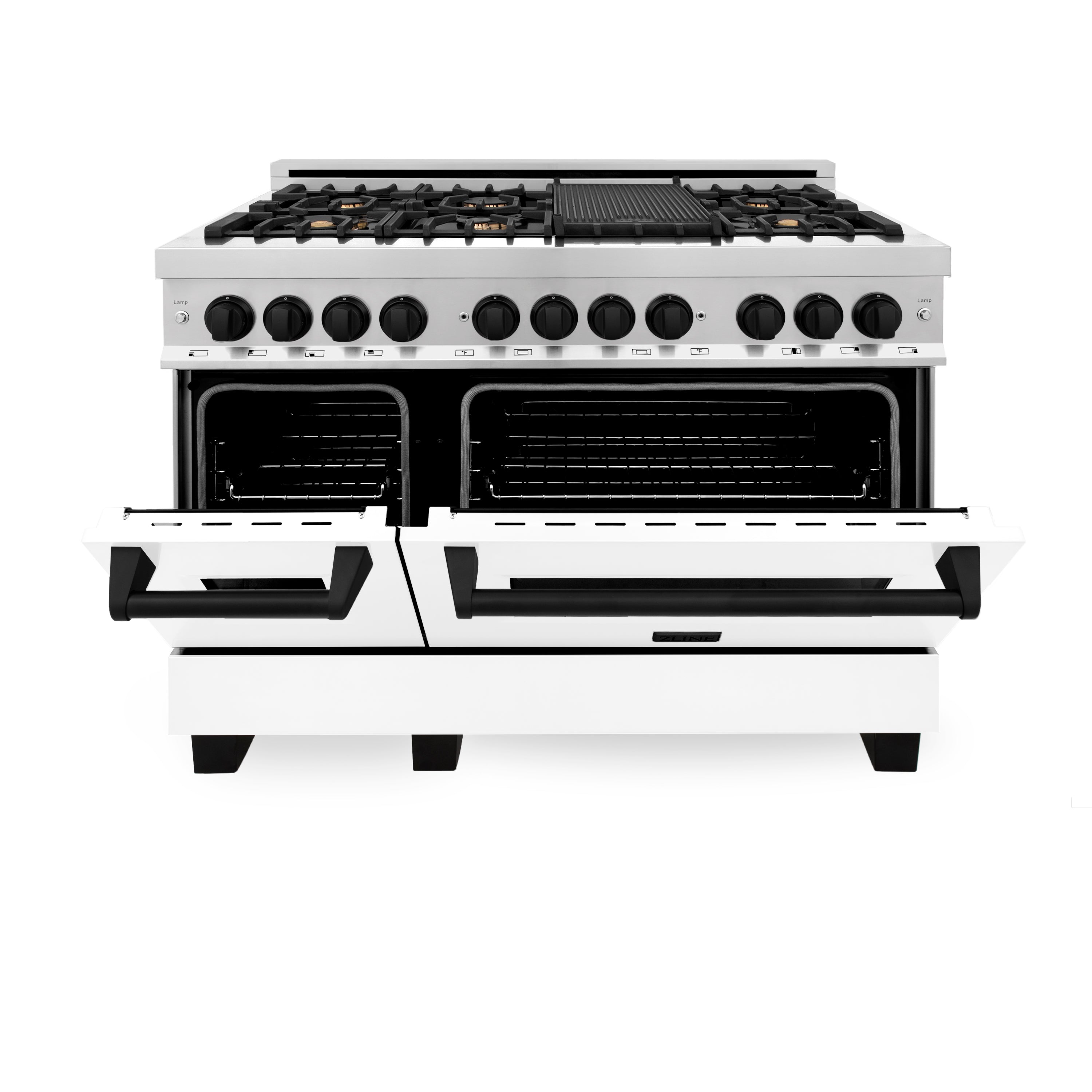 ZLINE Autograph Edition 48" 6.0 cu. ft. Dual Fuel Range with Gas Stove and Electric Oven in Stainless Steel with White Matte Door and Accents (RAZ-WM-48)