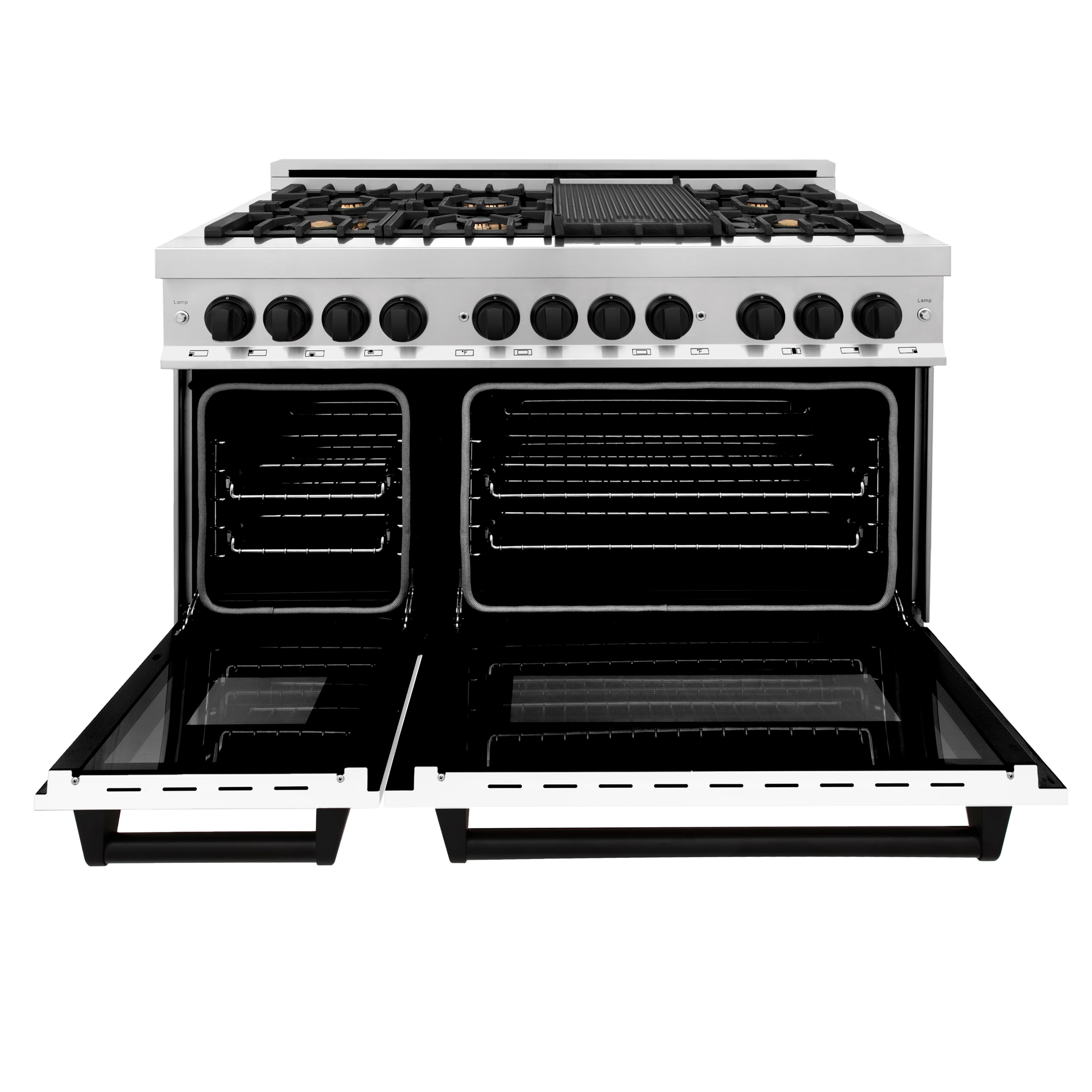 ZLINE Autograph Edition 48" 6.0 cu. ft. Dual Fuel Range with Gas Stove and Electric Oven in Stainless Steel with White Matte Door and Accents (RAZ-WM-48)