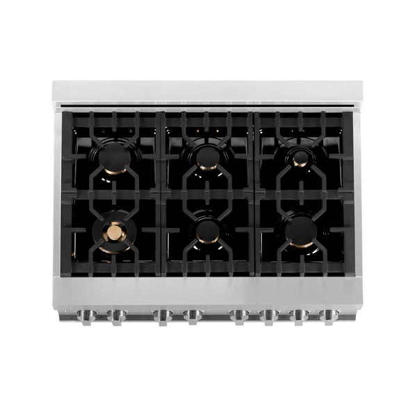 ZLINE 36" Dual Fuel Range with Gas Stove and Electric Oven in Stainless Steel with Color Door Options (RA36)