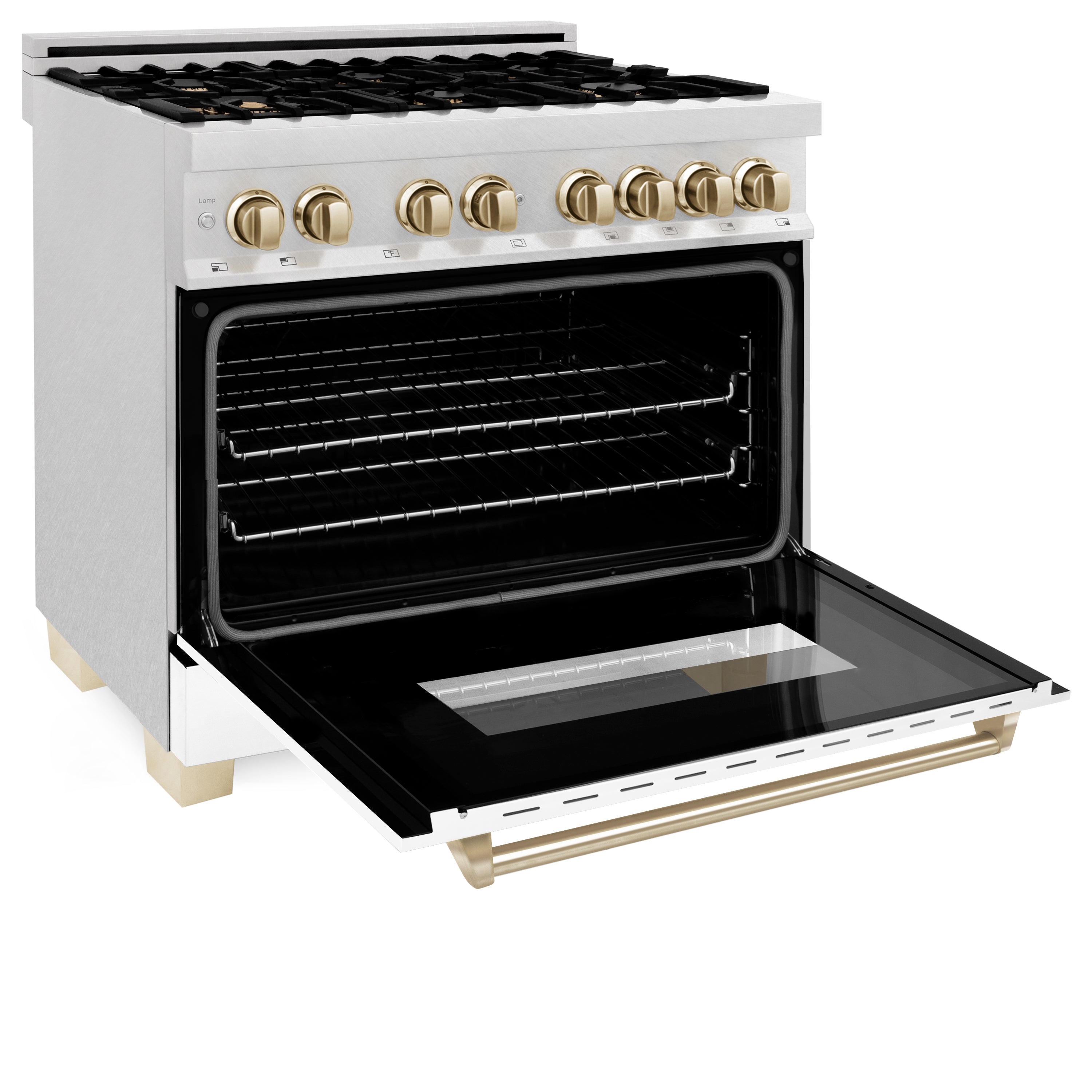 ZLINE Autograph Edition 36" 4.6 cu. ft. Dual Fuel Range with Gas Stove and Electric Oven in DuraSnow® Stainless Steel with White Matte Door and Accents (RASZ-WM-36)