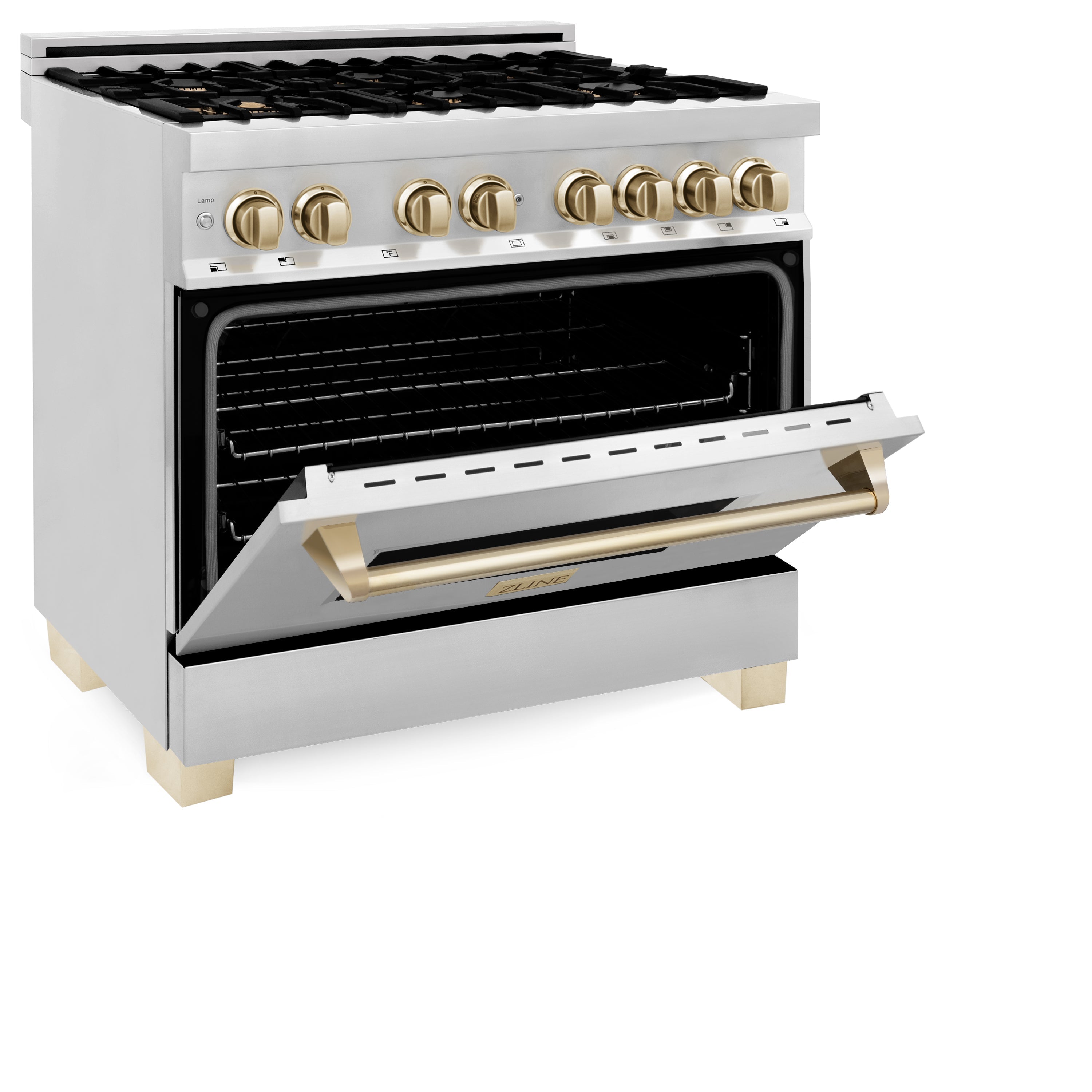 ZLINE Autograph Edition 36" 4.6 cu. ft. Dual Fuel Range with Gas Stove and Electric Oven in Stainless Steel with Accents (RAZ-36)