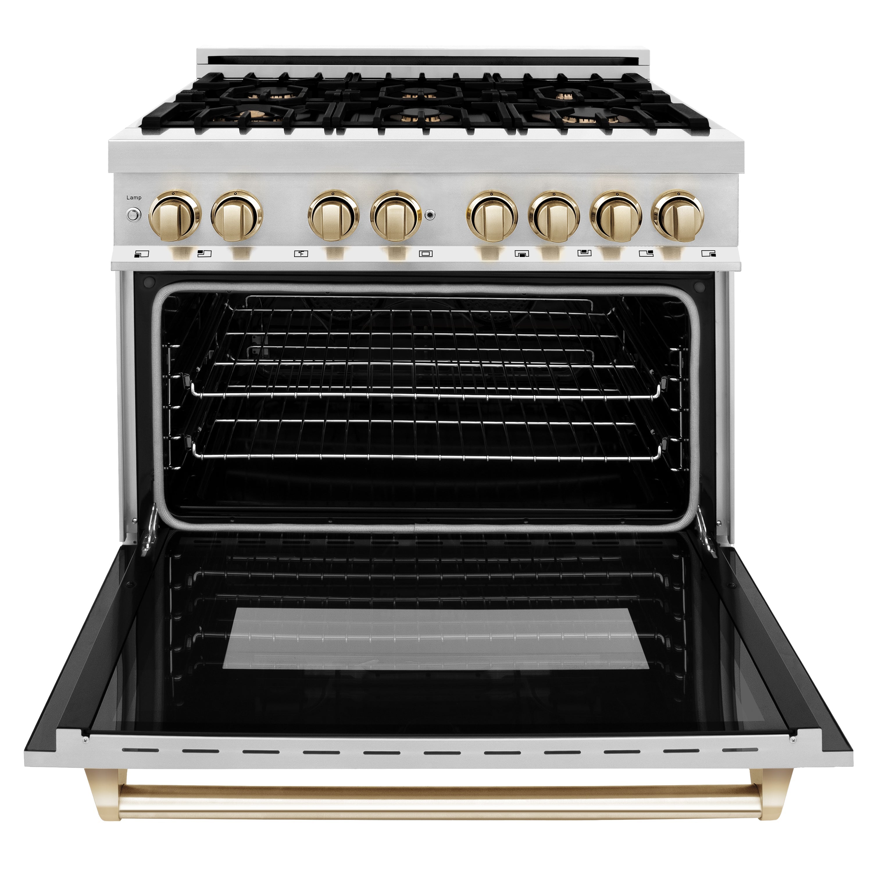 ZLINE Autograph Edition 36" 4.6 cu. ft. Dual Fuel Range with Gas Stove and Electric Oven in Stainless Steel with Accents (RAZ-36)