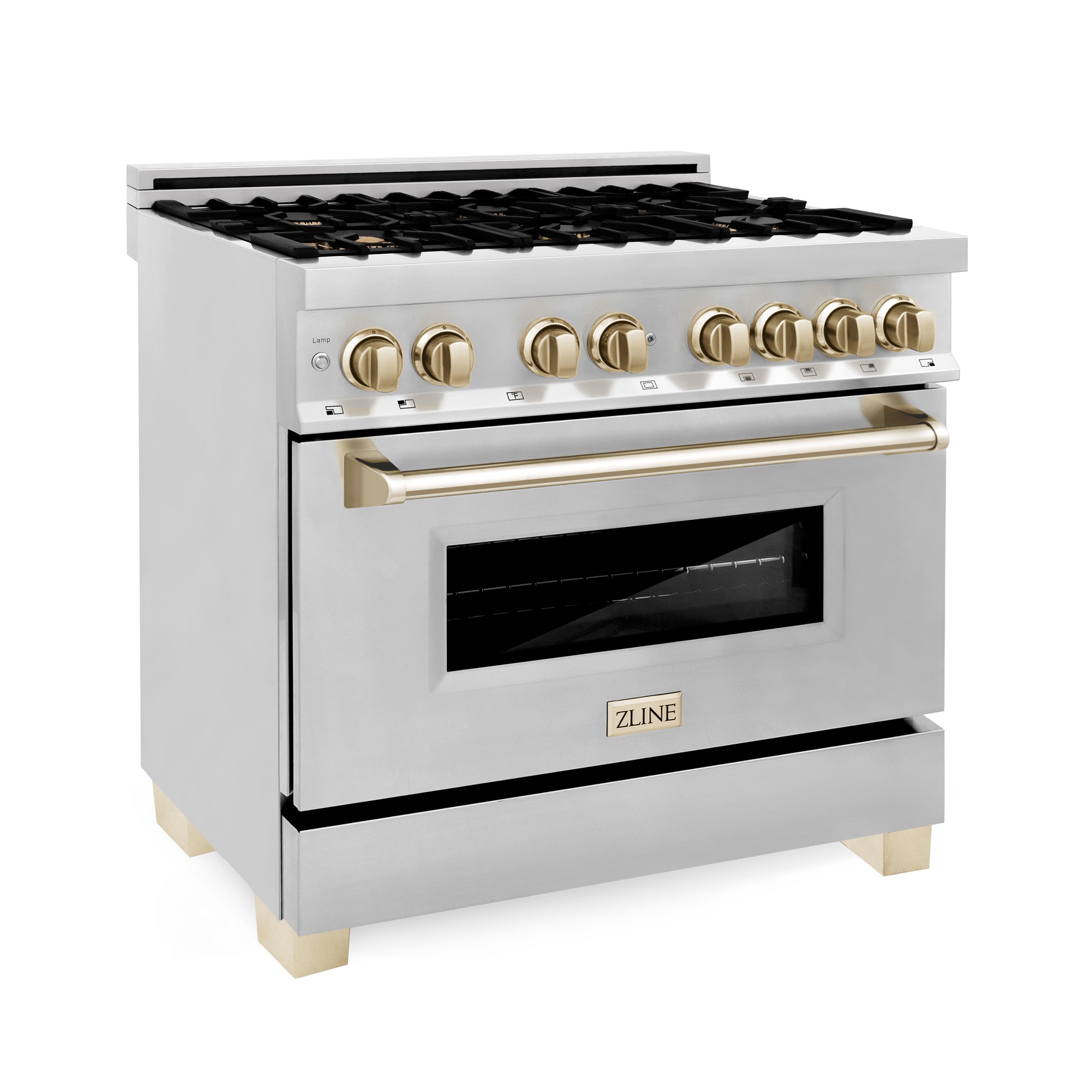 ZLINE Autograph Edition 36" 4.6 cu. ft. Dual Fuel Range with Gas Stove and Electric Oven in Stainless Steel with Accents (RAZ-36)