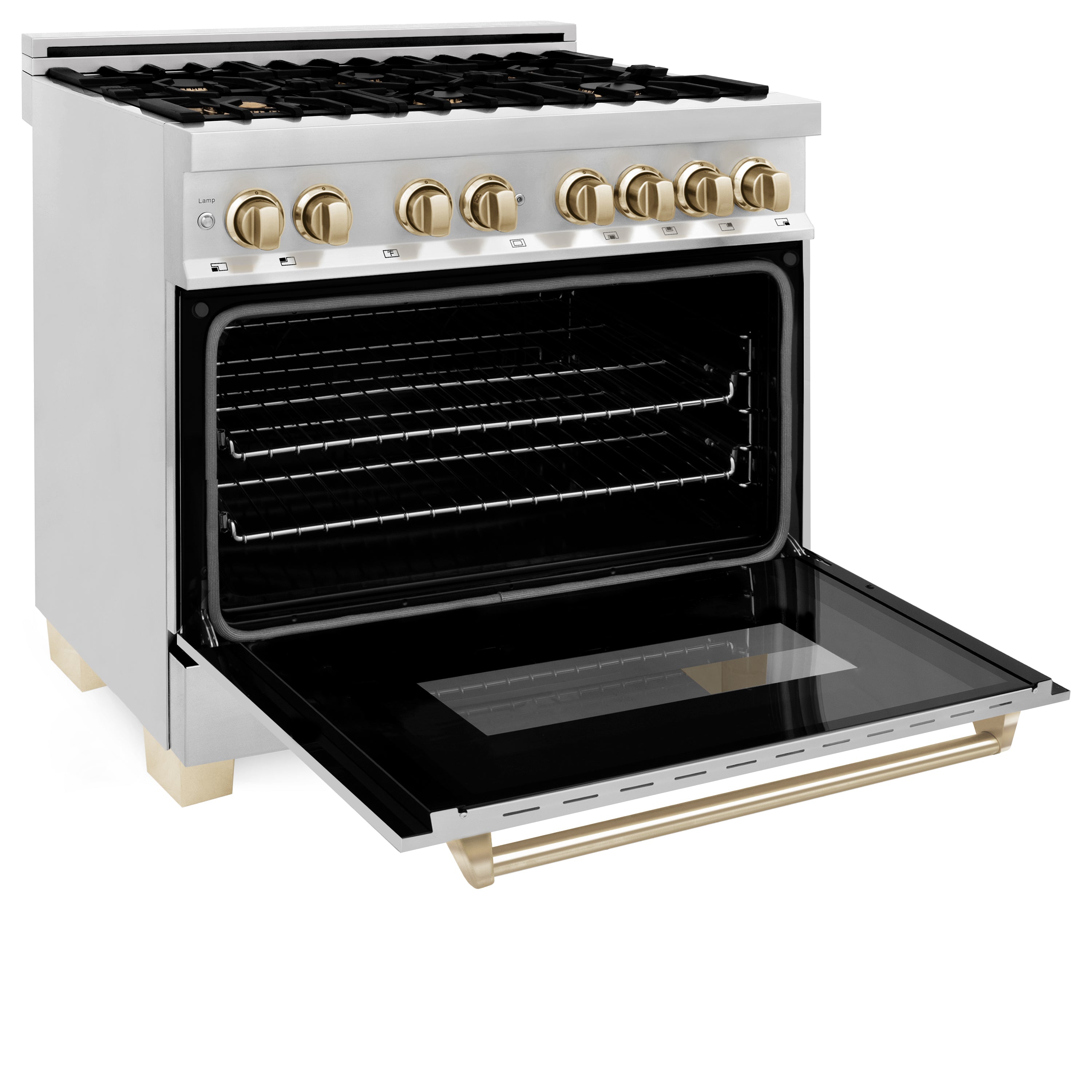 ZLINE Autograph Edition 36" 4.6 cu. ft. Dual Fuel Range with Gas Stove and Electric Oven in Stainless Steel with Accents (RAZ-36)