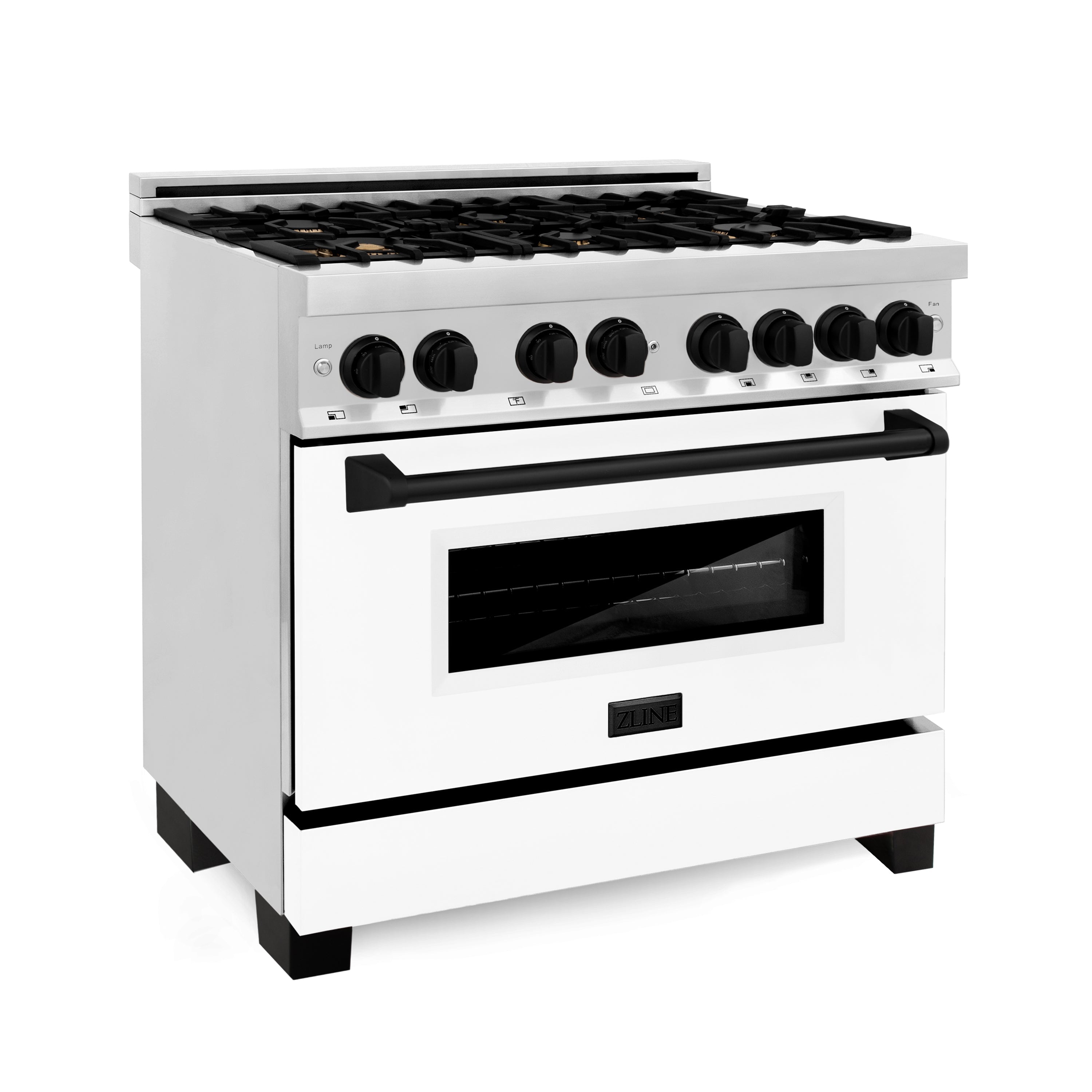 ZLINE Autograph Edition 36" 4.6 cu. ft. Dual Fuel Range with Gas Stove and Electric Oven in Stainless Steel with White Matte Door and Accents (RAZ-WM-36)